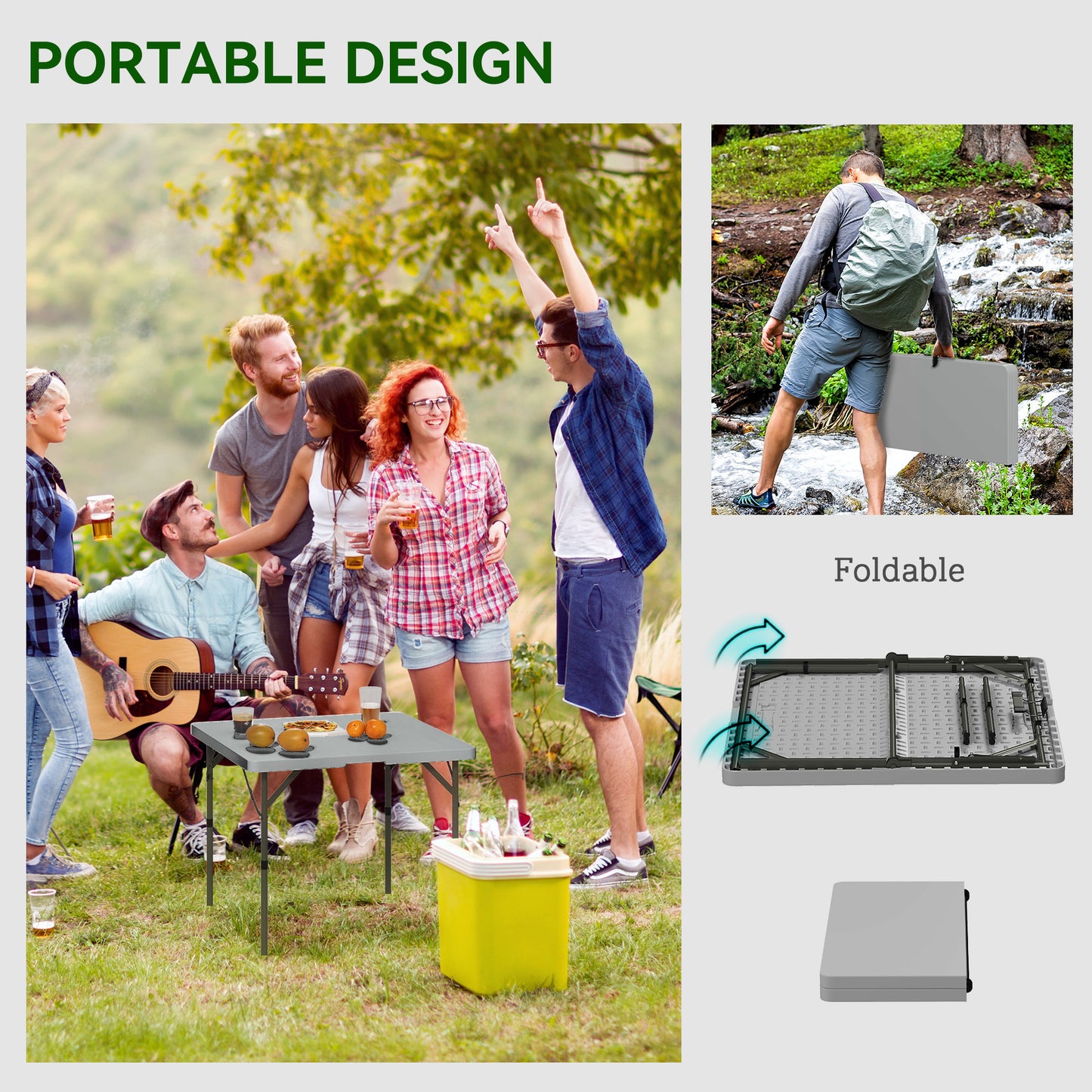 34/74cm Folding Camping Table, with Handle