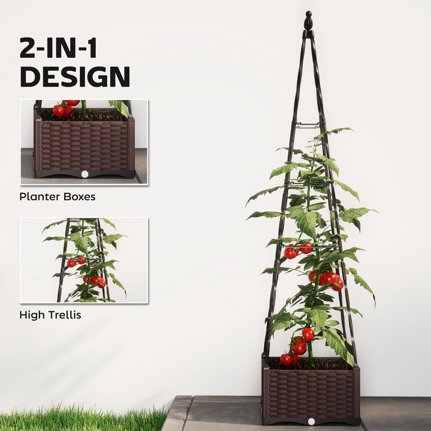 Raised Bed for Garden, Raised Garden Bed Planter Box with Trellis