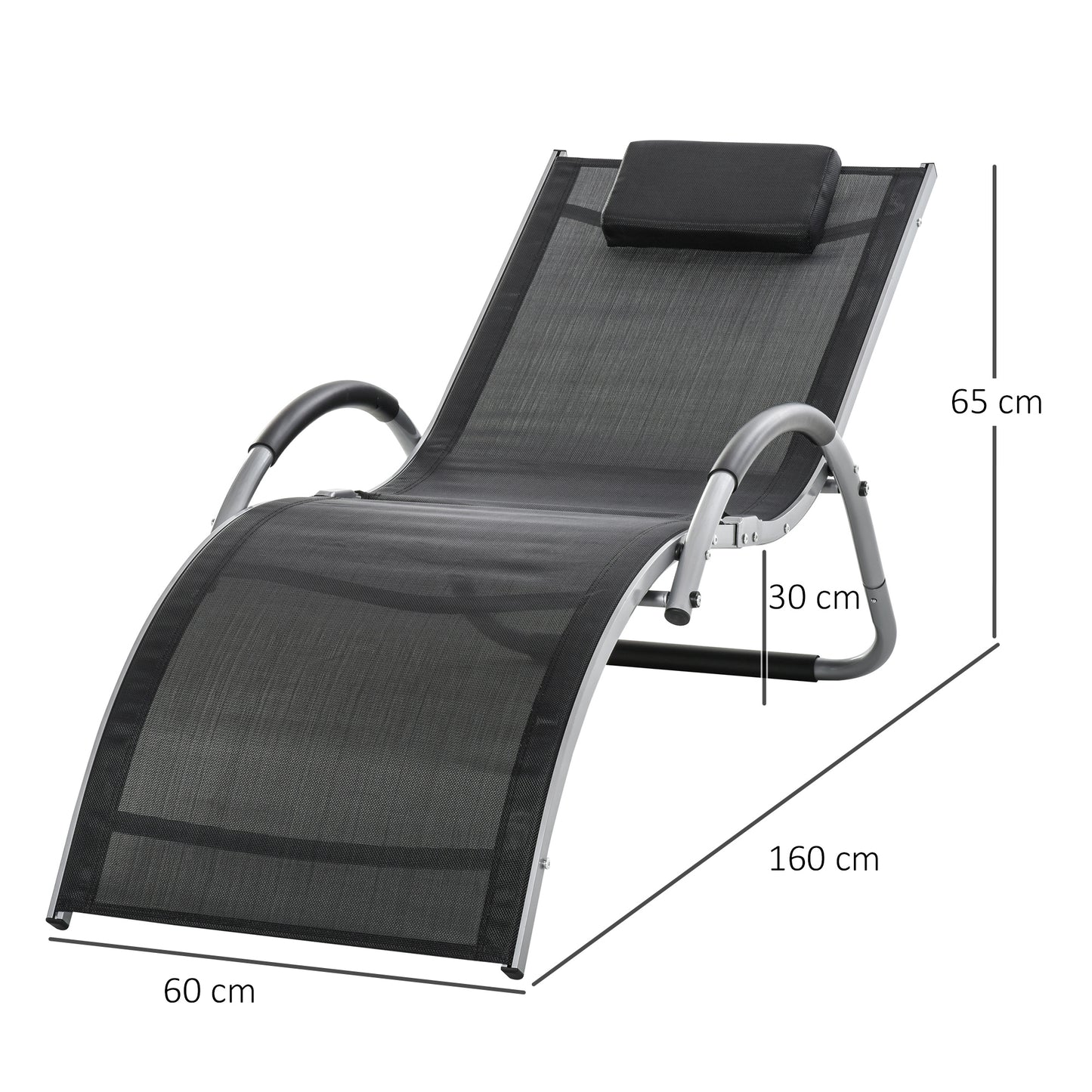 Sun Lounger Reclining Chair Portable Armchair with Pillow