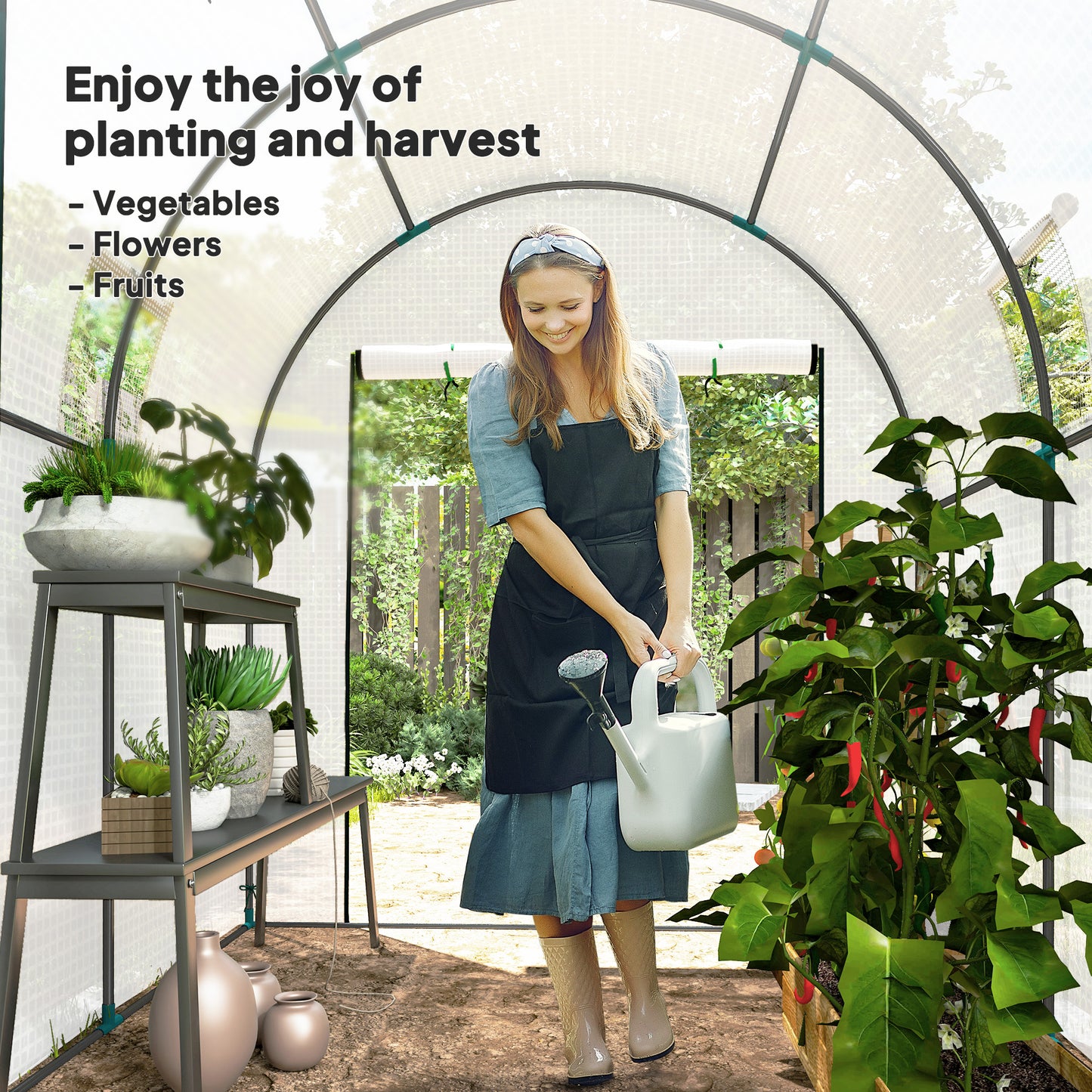 180 x 180cm Walk-In Polytunnel Greenhouse