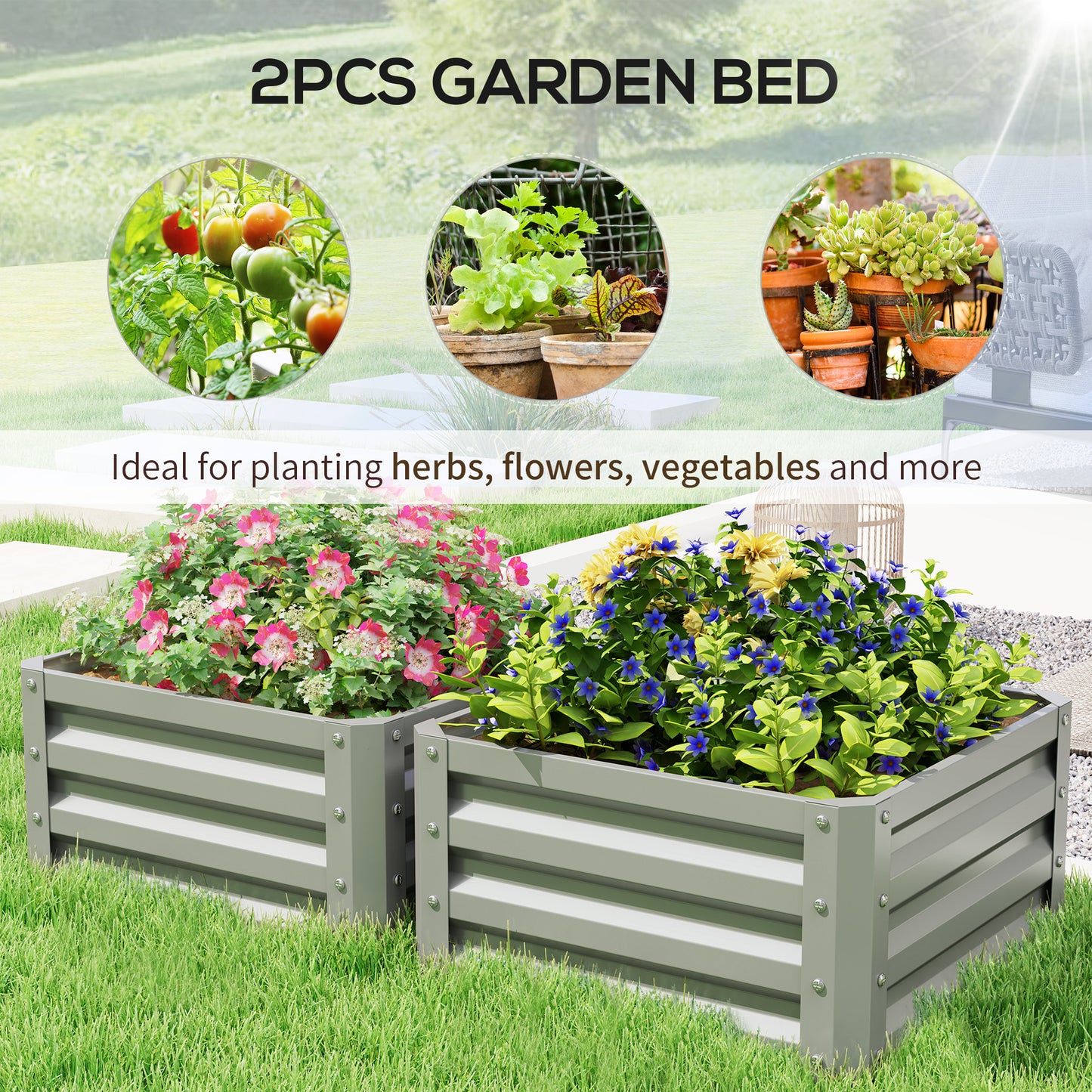 Set of Two 60 x 60cm Steel Planter Boxes