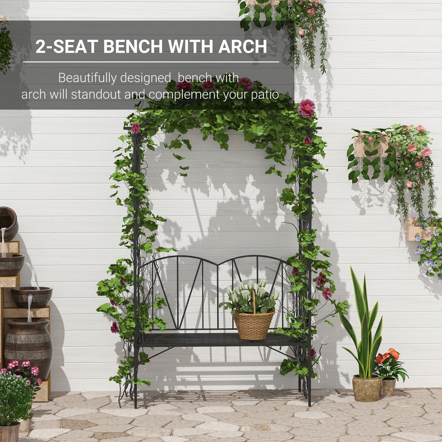 Garden Bench, 2 Seater Outdoor Patio Bench