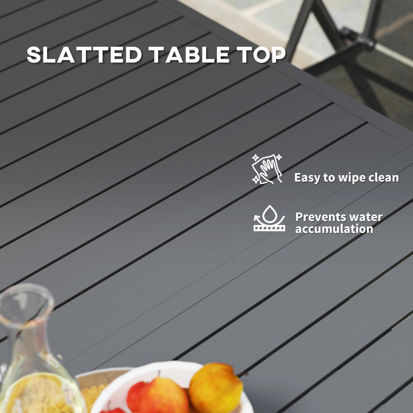 Aluminium Extending Garden Table with Slatted Top for 6-8 Person