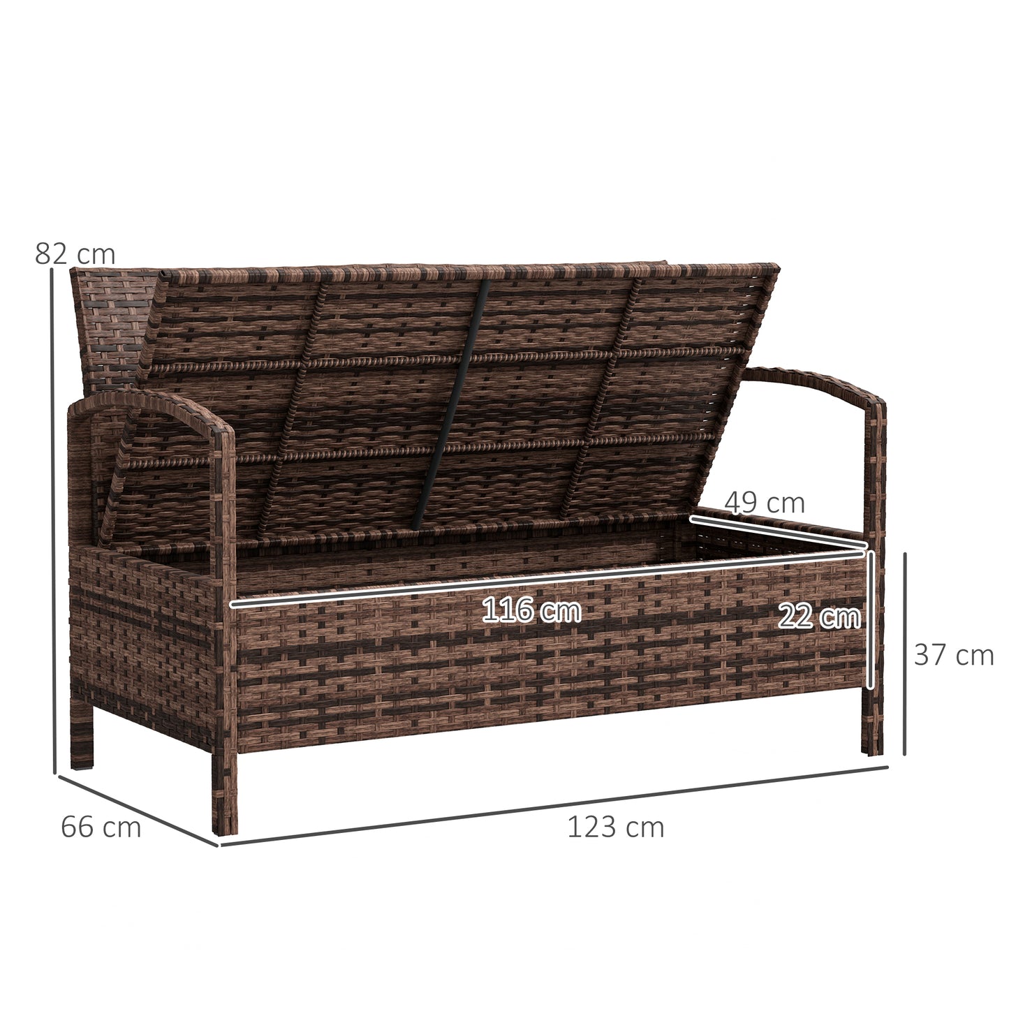125L Storage Garden Bench, with Cushion