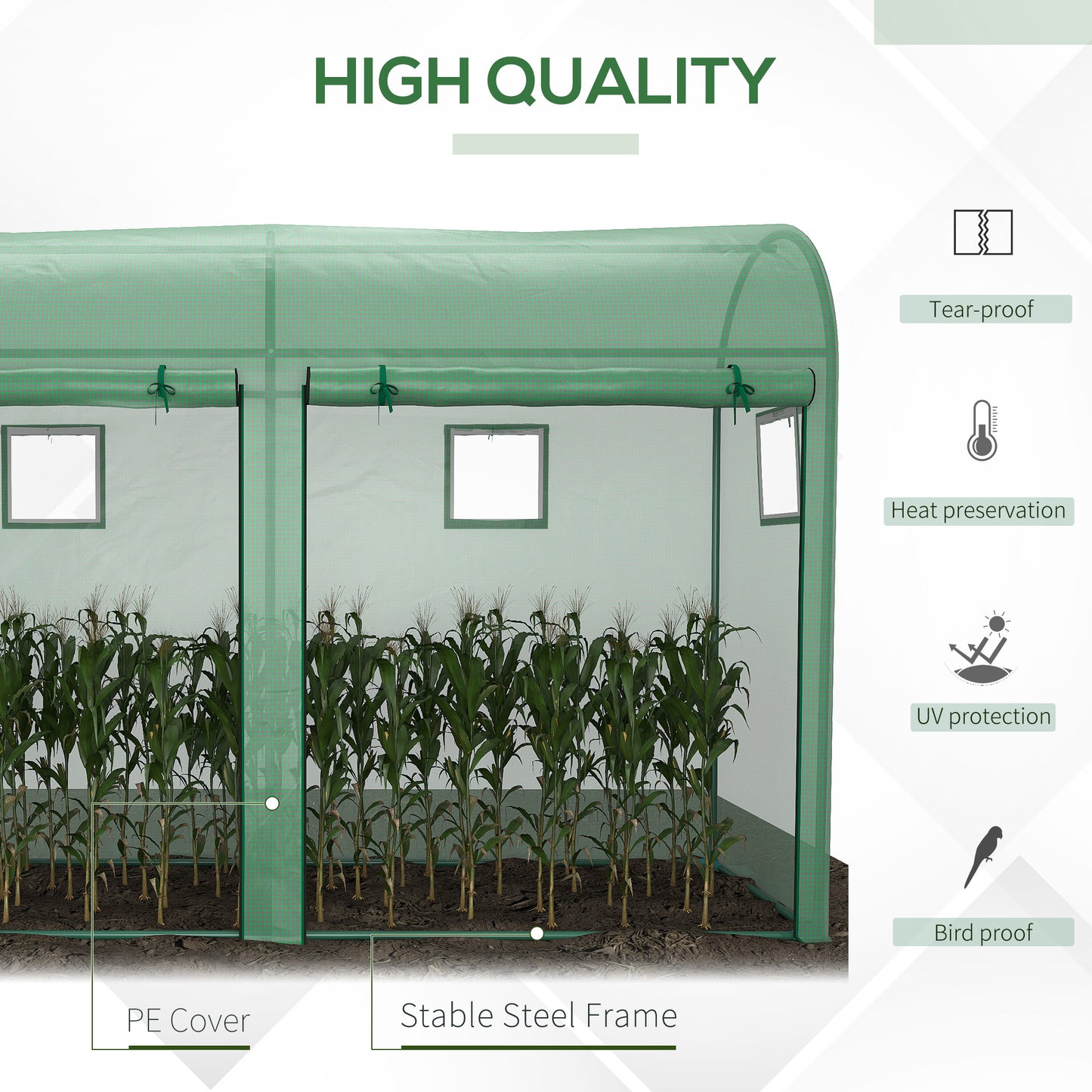Walk-in Greenhouse, Tomato Greenhouse with Double Doors & 4 Windows