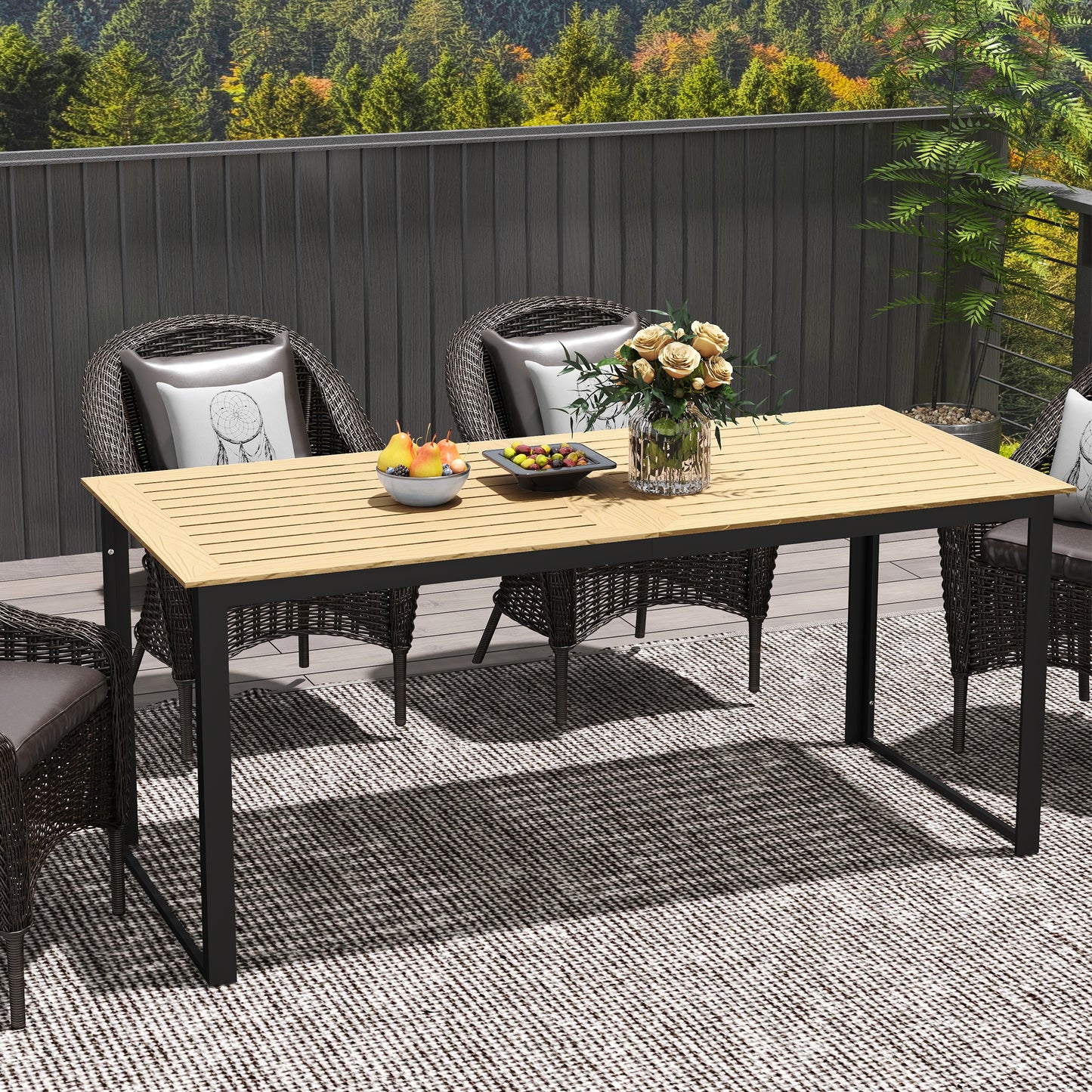 Garden Table for 6 People, 175 x 78 x 75 cm Rectangle Outdoor