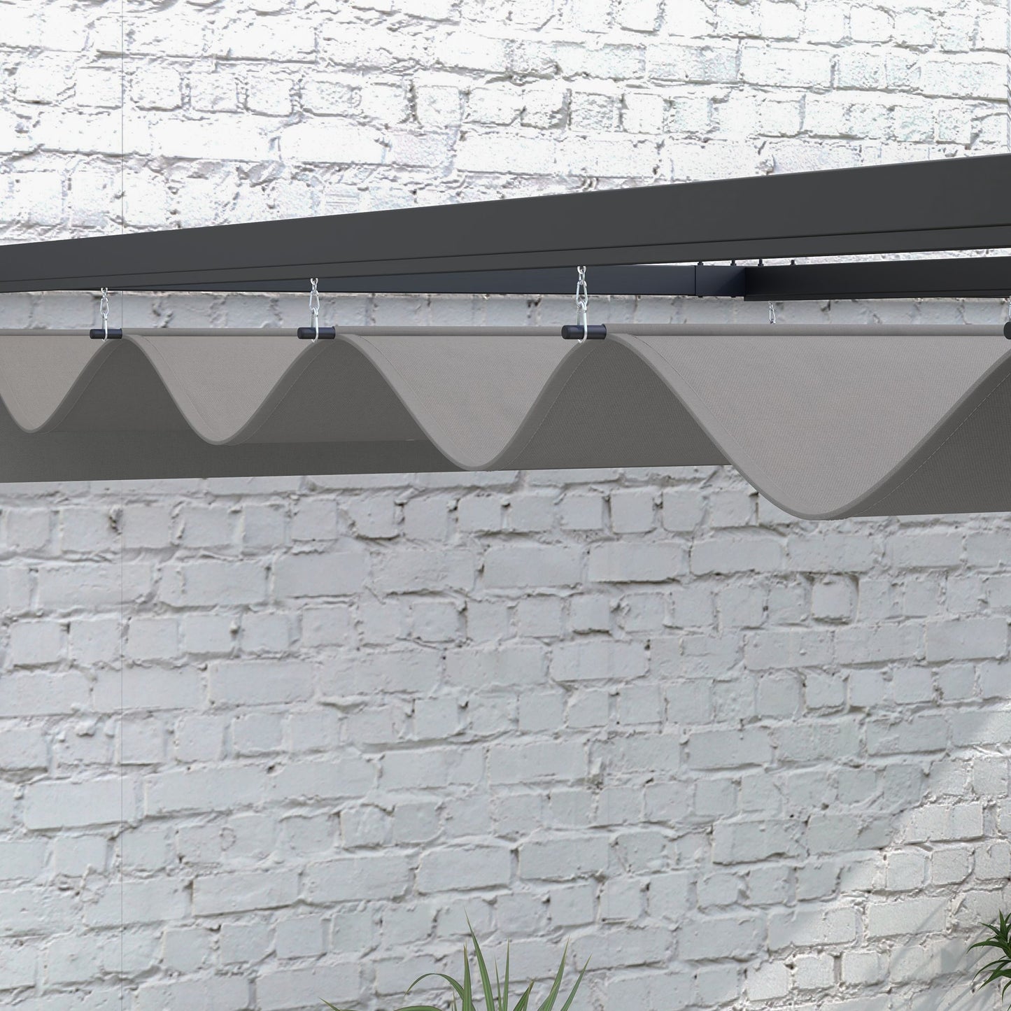 3 x 4m Lean To Steel Pergola with Moving Fabric Canopy