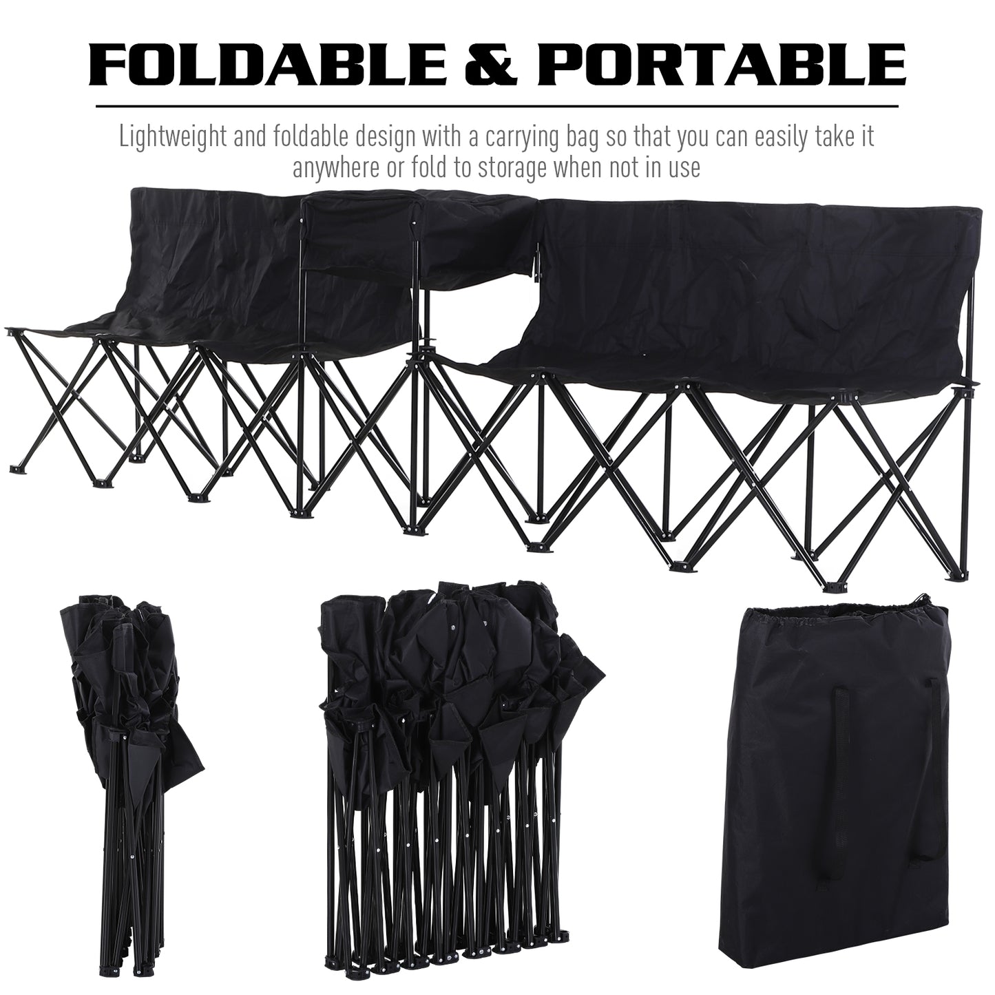 6 Seat Folding Sports Bench Portable Sports Team Bench Spectator