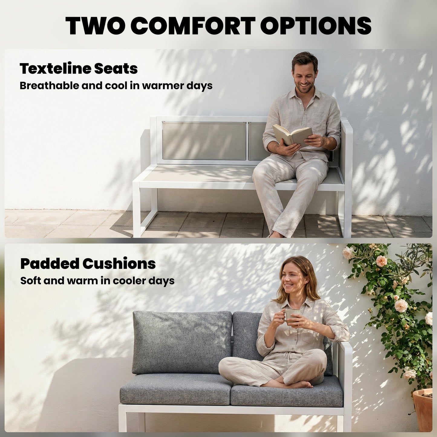 6 Seater Metal Garden Furniture Corner Sofa Set with 3 Loveseats