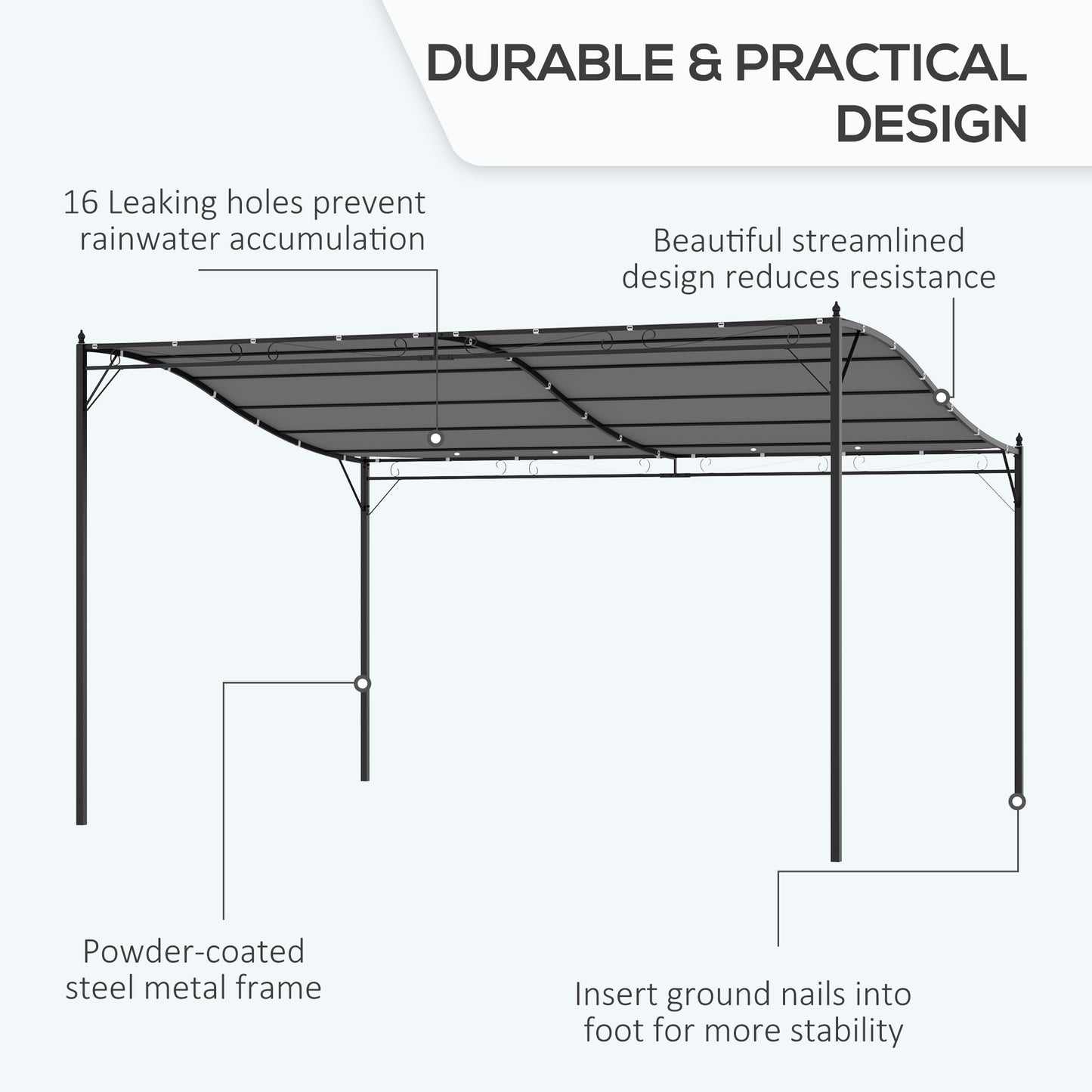 4 x 3 Meters Canopy Metal Wall Gazebo Awning Garden Marquee Shelter