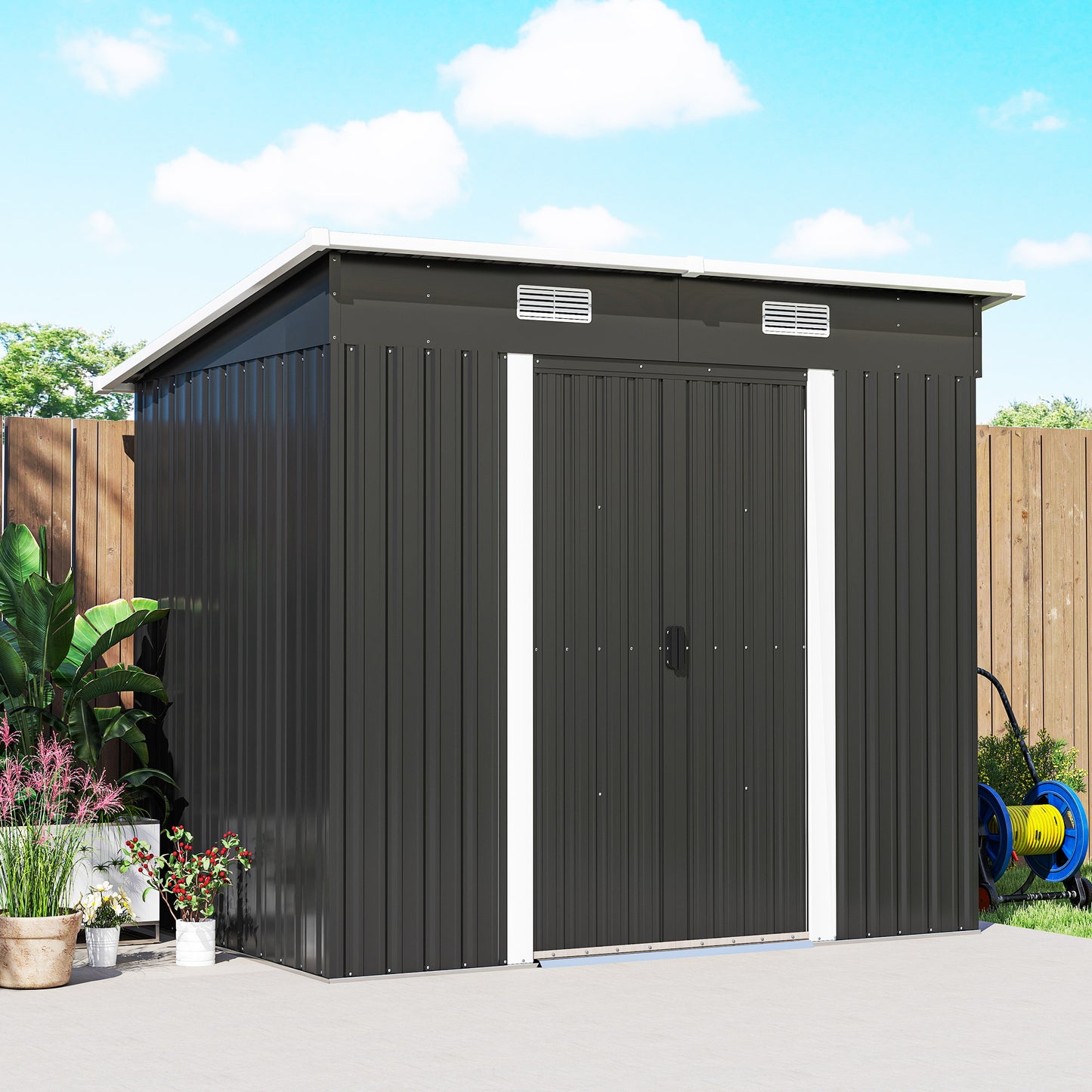 7 x 4ft Outdoor Storage Shed with Foundation Kit (1)