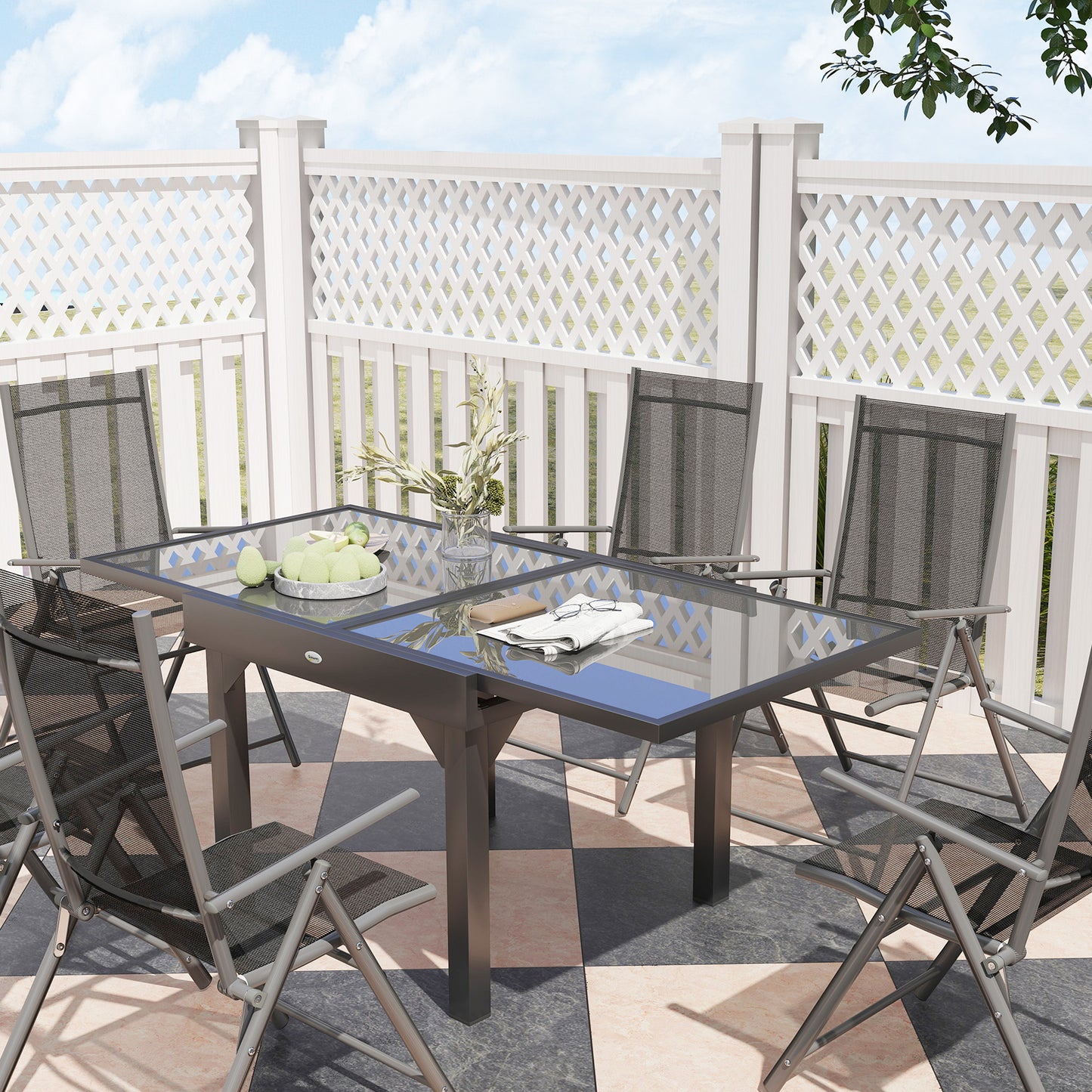 7 Piece Outdoor Dining Set with Extendable Table
