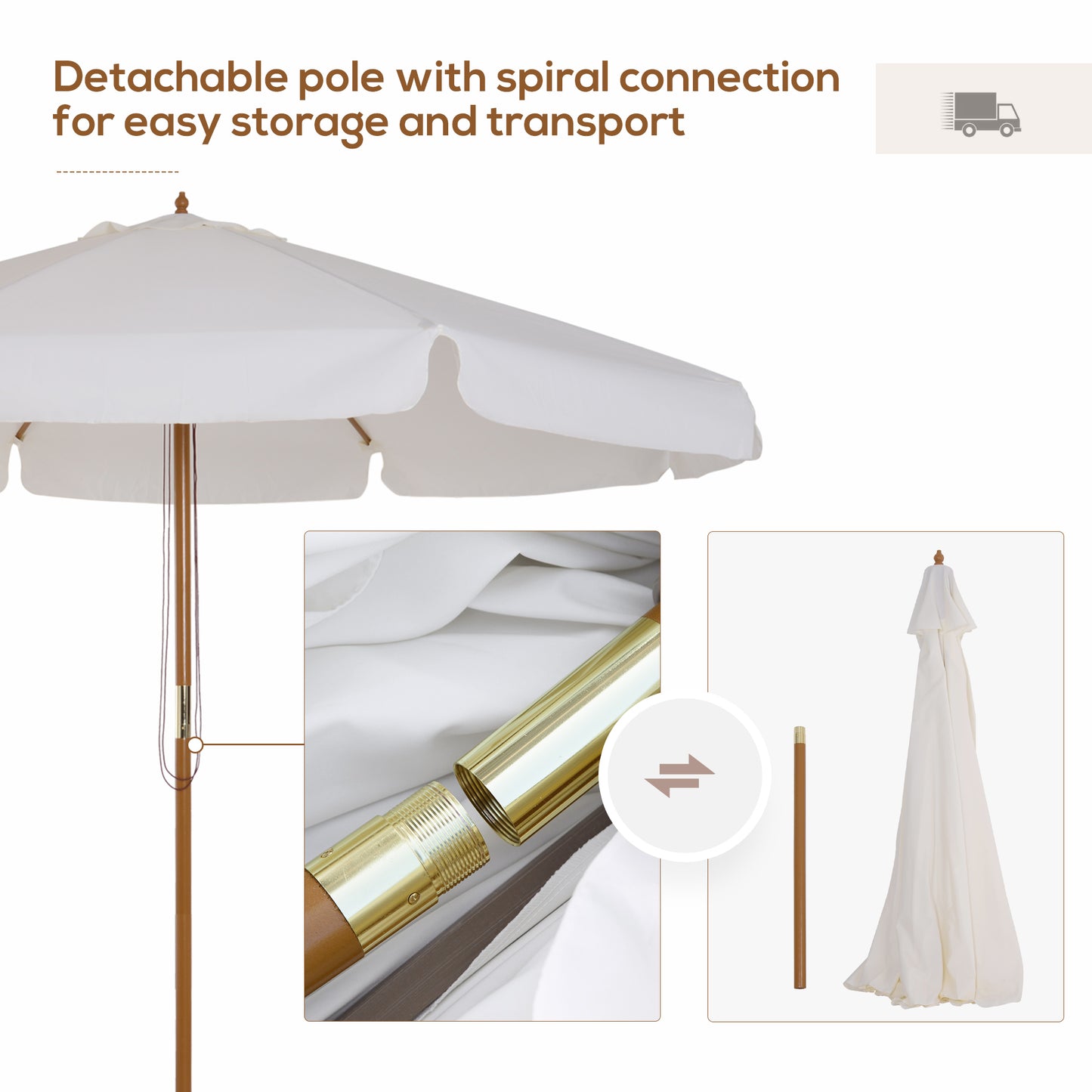 3.3m Elegant Wooden Parasol
