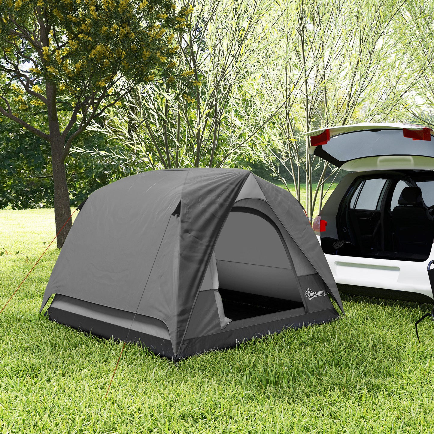 3-4 Person Camping Tent, Easy Set Up 3-4 Man Tent w/ Sewn-in