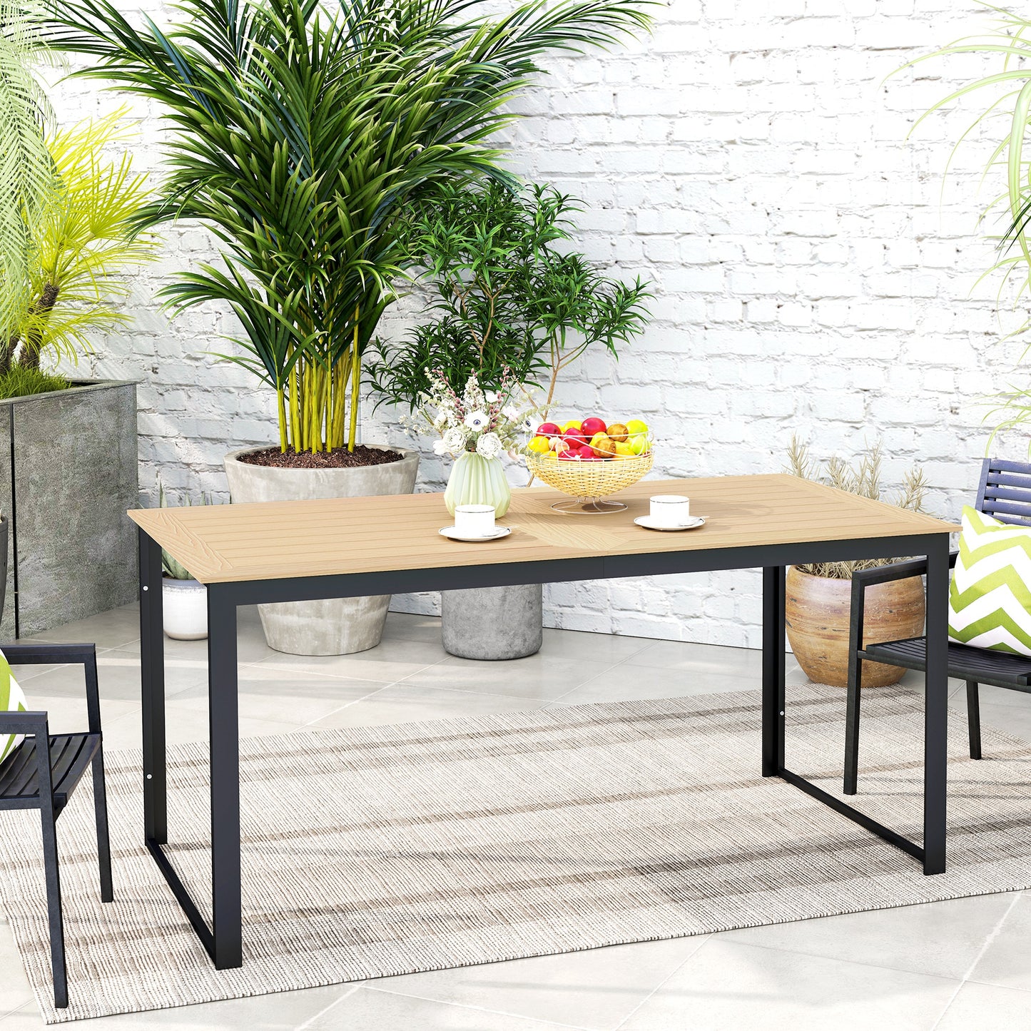Garden Table for 6 People, 160 x 80 x 75 cm Rectangle Outdoor