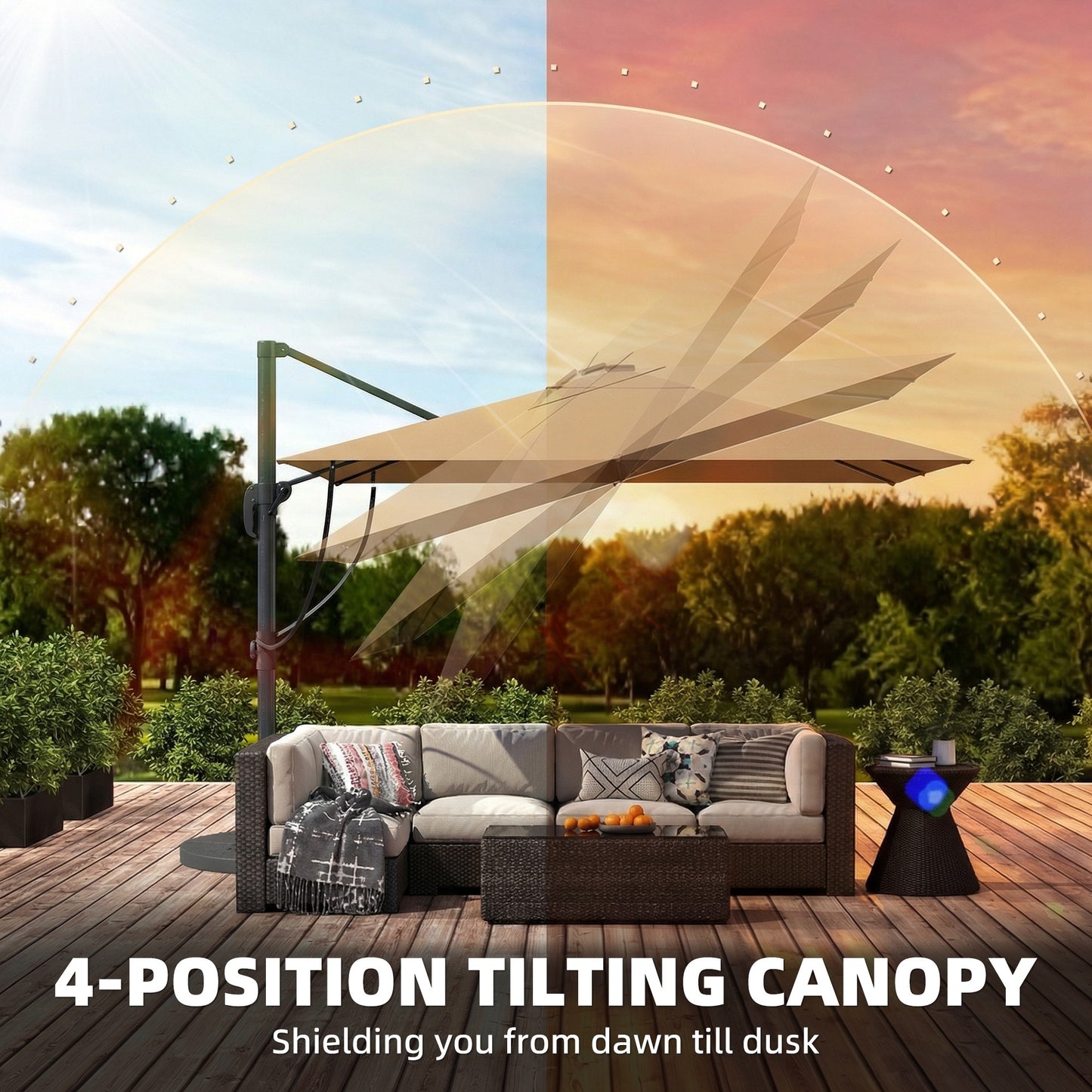 3 x 3 m Garden Cantilever Parasol with Light