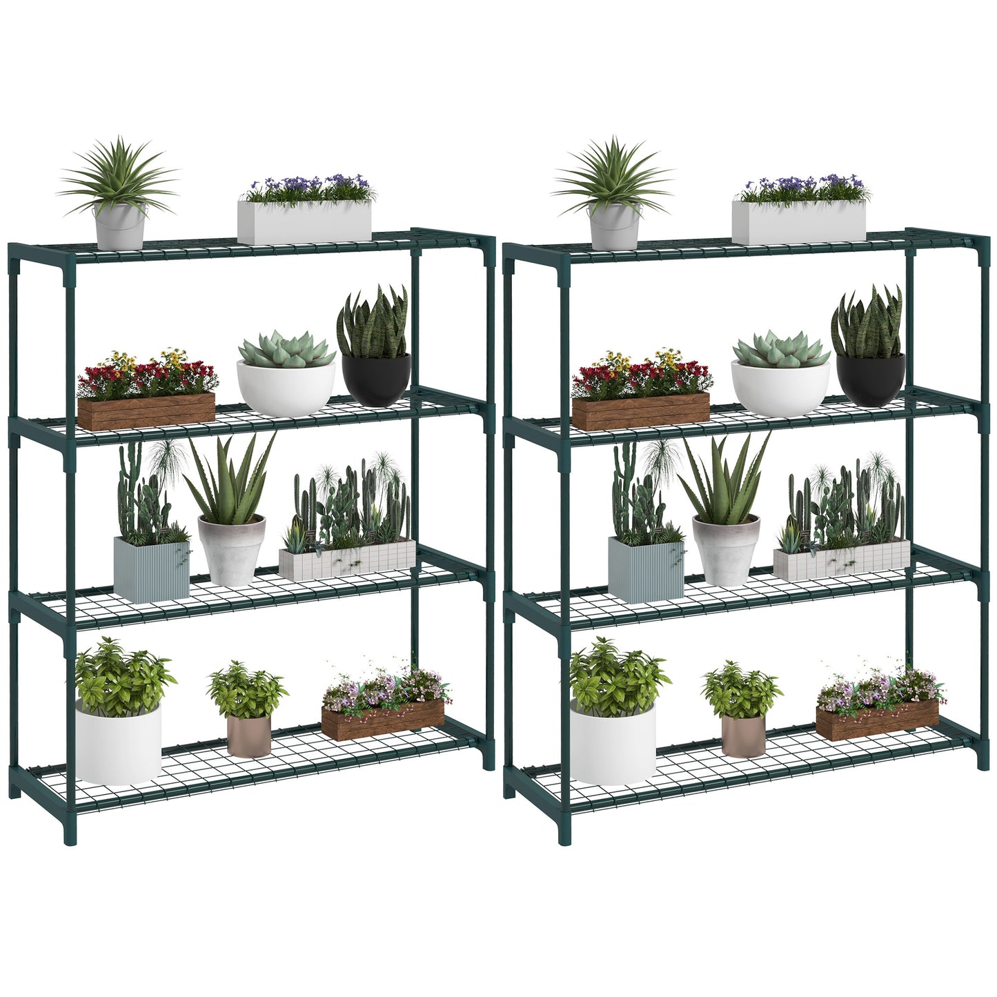 Modern Plant Stand, 4-Tier Planter Holder with Steel Frame