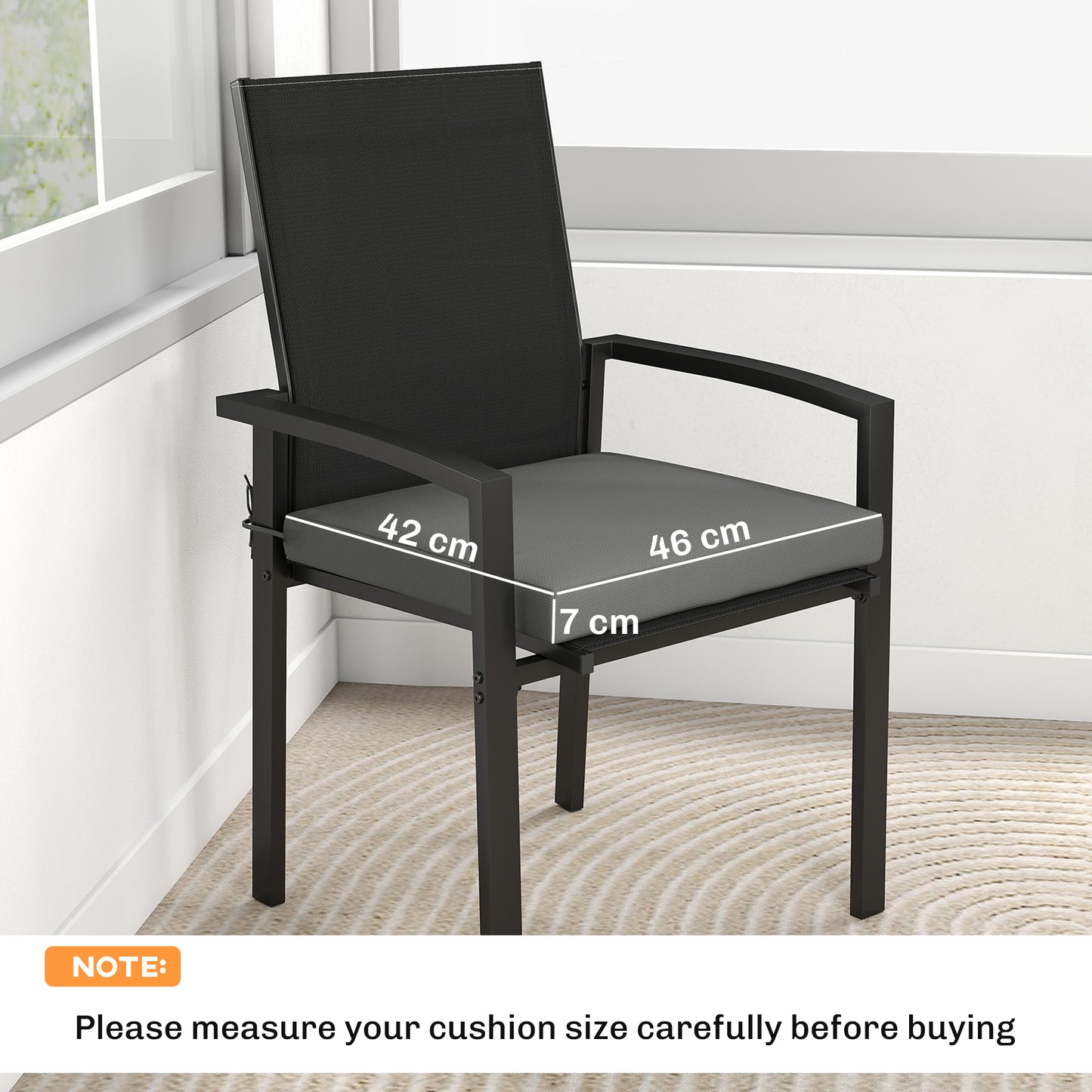 Set of 6 Outdoor Seat Cushions with Machine Washable Cover