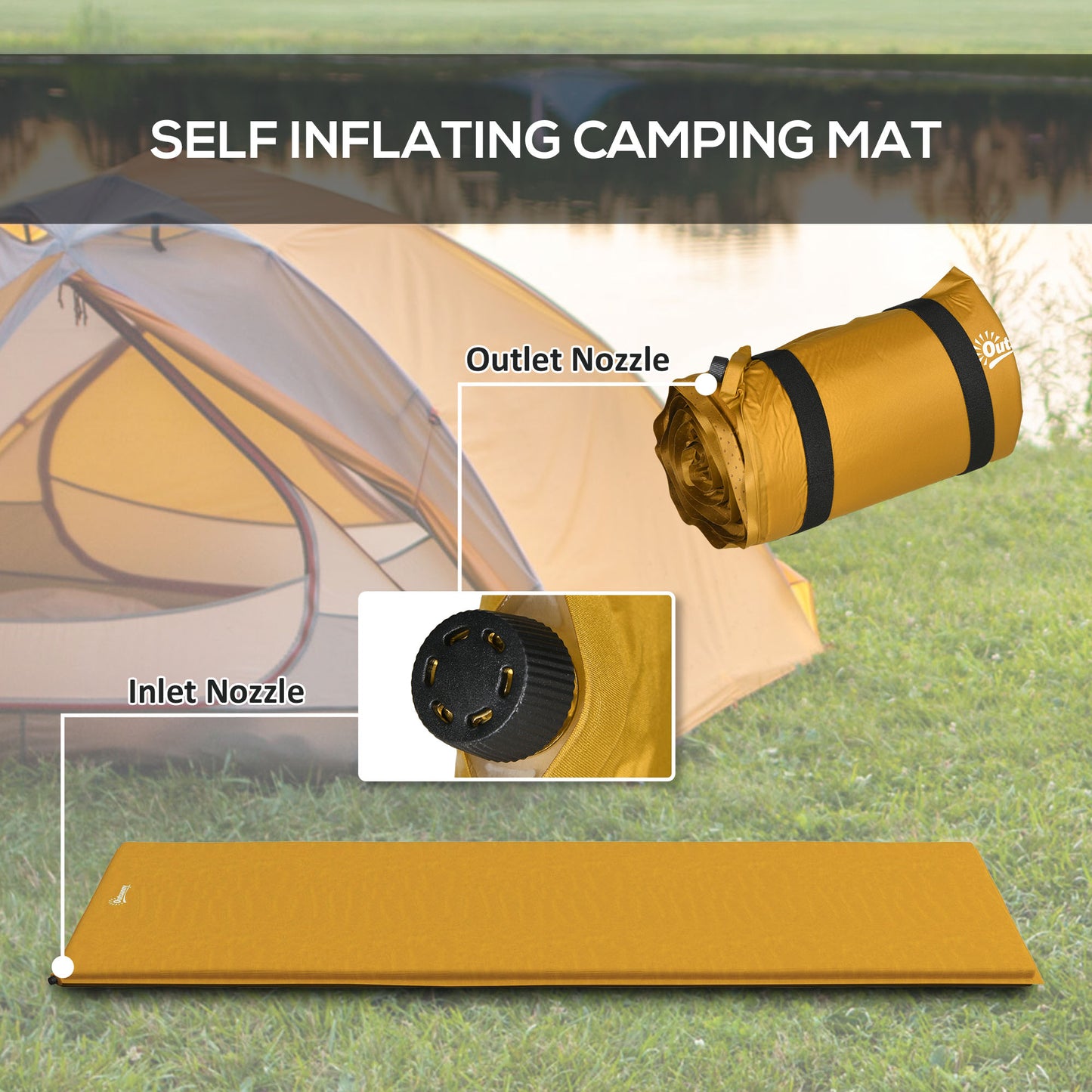 Single Inflatable Mattress Sleeping Pad, Self-Inflating