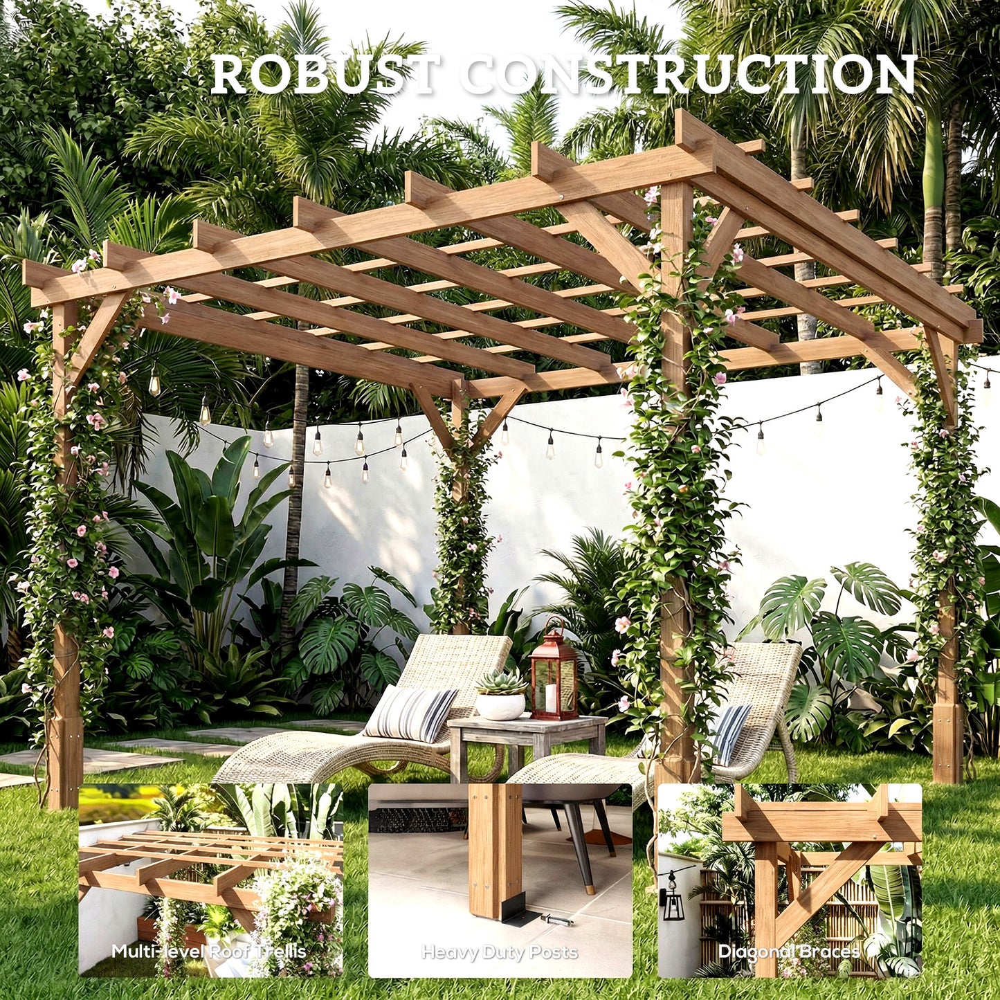 3 x 3 m Wooden Pergola Kit (1)