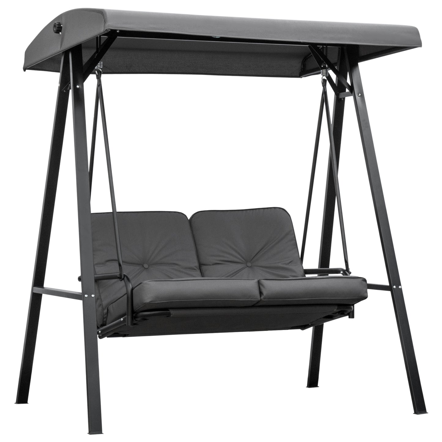 2 Seater Garden Swing Chair with Adjustable Tilting Canopy