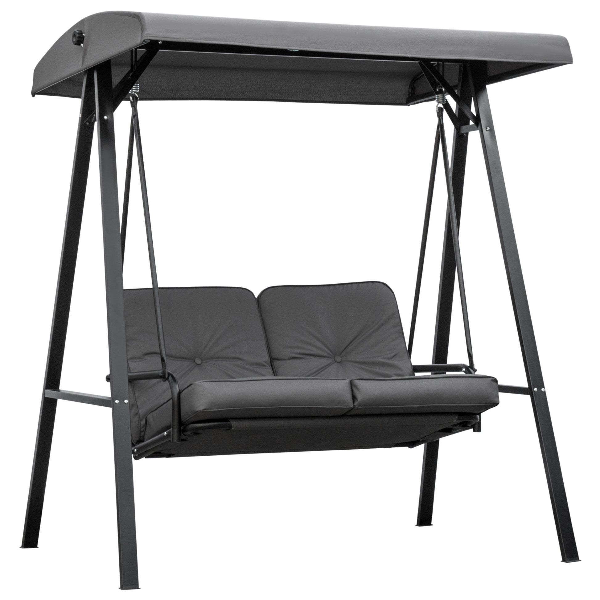 2 Seater Garden Swing Chair with Adjustable Tilting Canopy