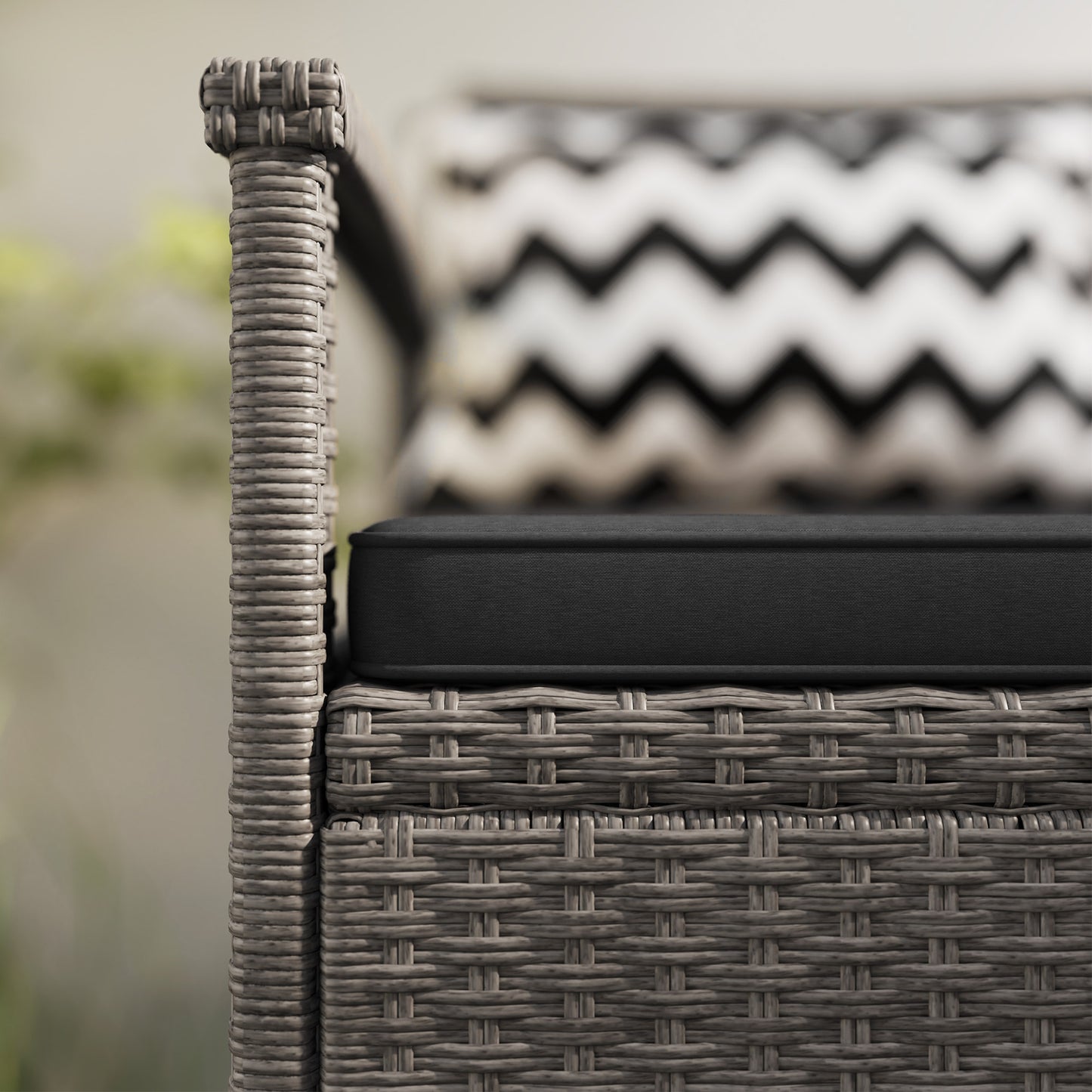 160L Storage Two-Seater Rattan Bench