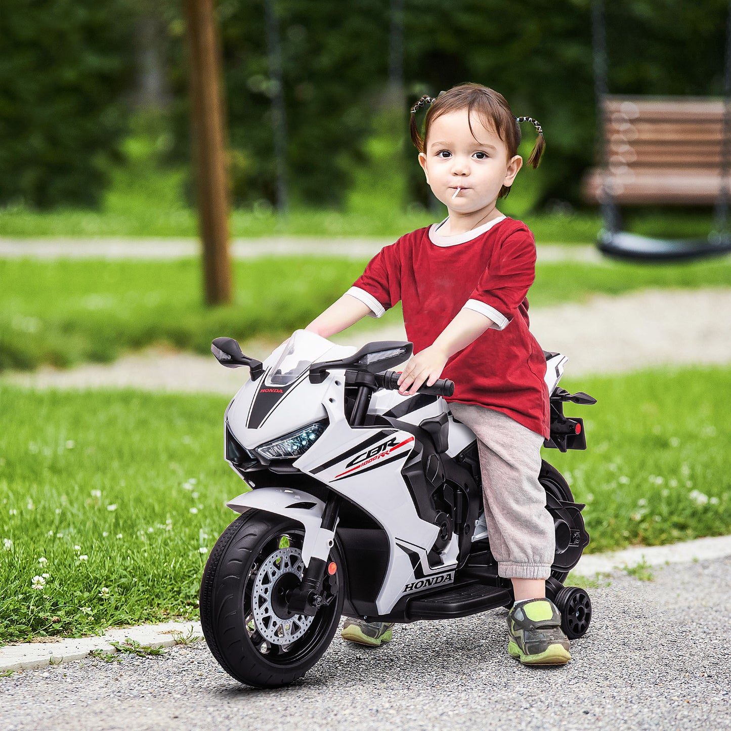 6V Honda Licensed Kids Motorcycle w/ Music, Training Wheels