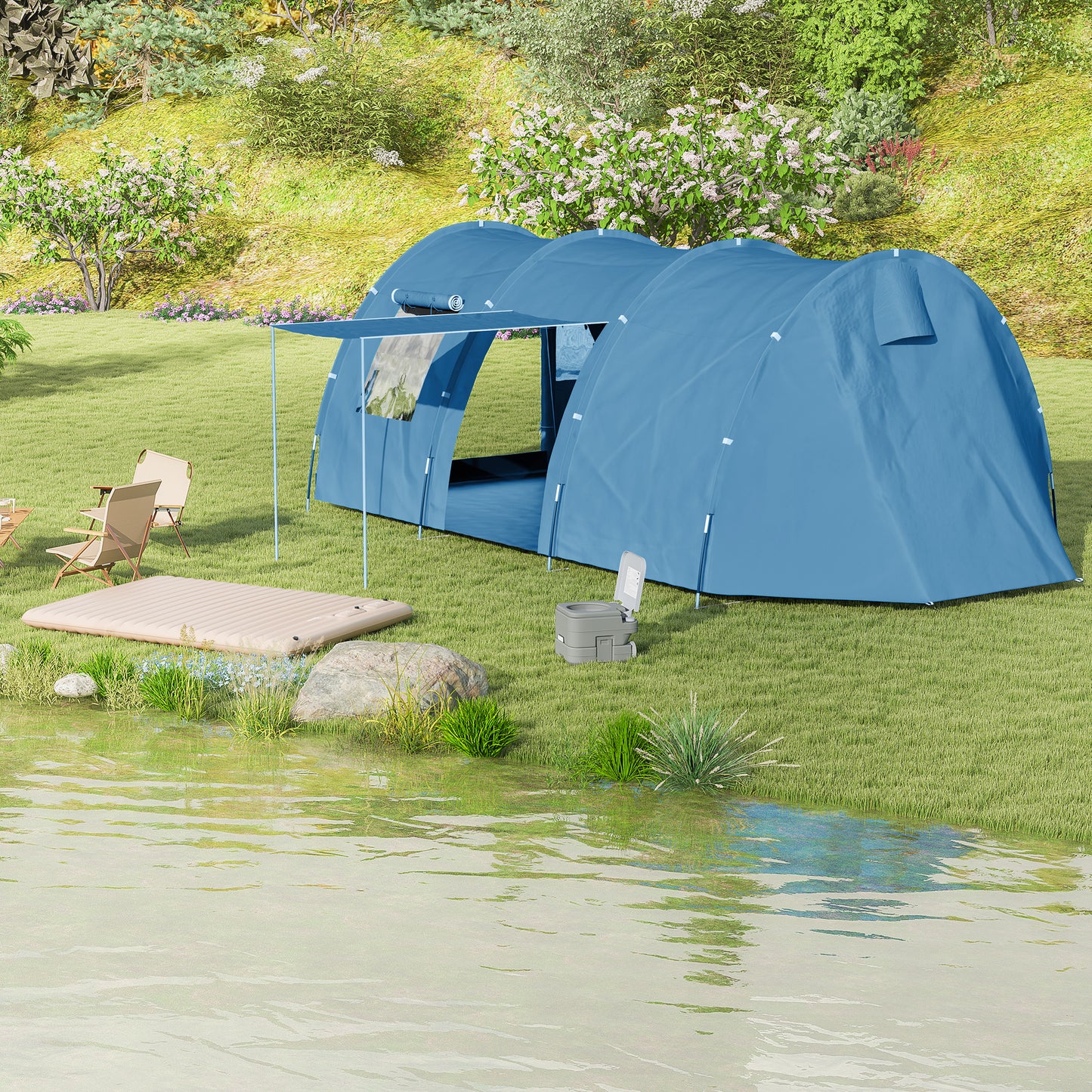 5-6 Man Camping Tent with 2 Room, Floor and Carry Bag