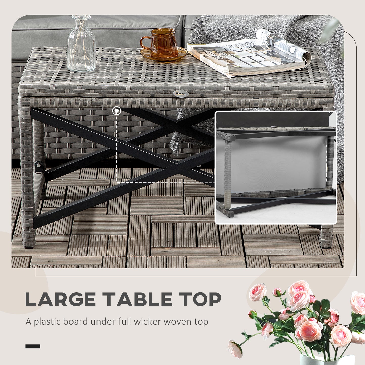 Outdoor Coffee Table, Garden PE Rattan Side Table
