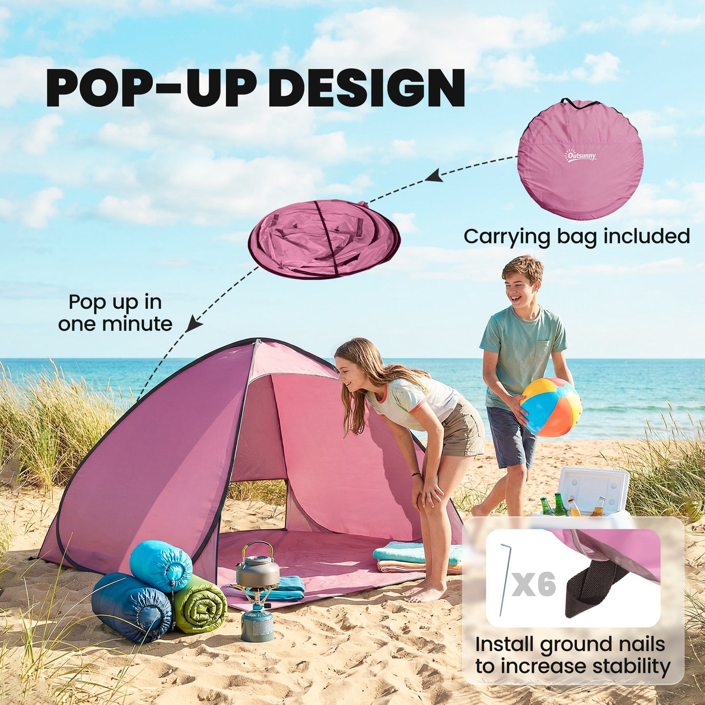 Pop up Beach Tent, UV 50+ Sun Shelter with Carry Bag