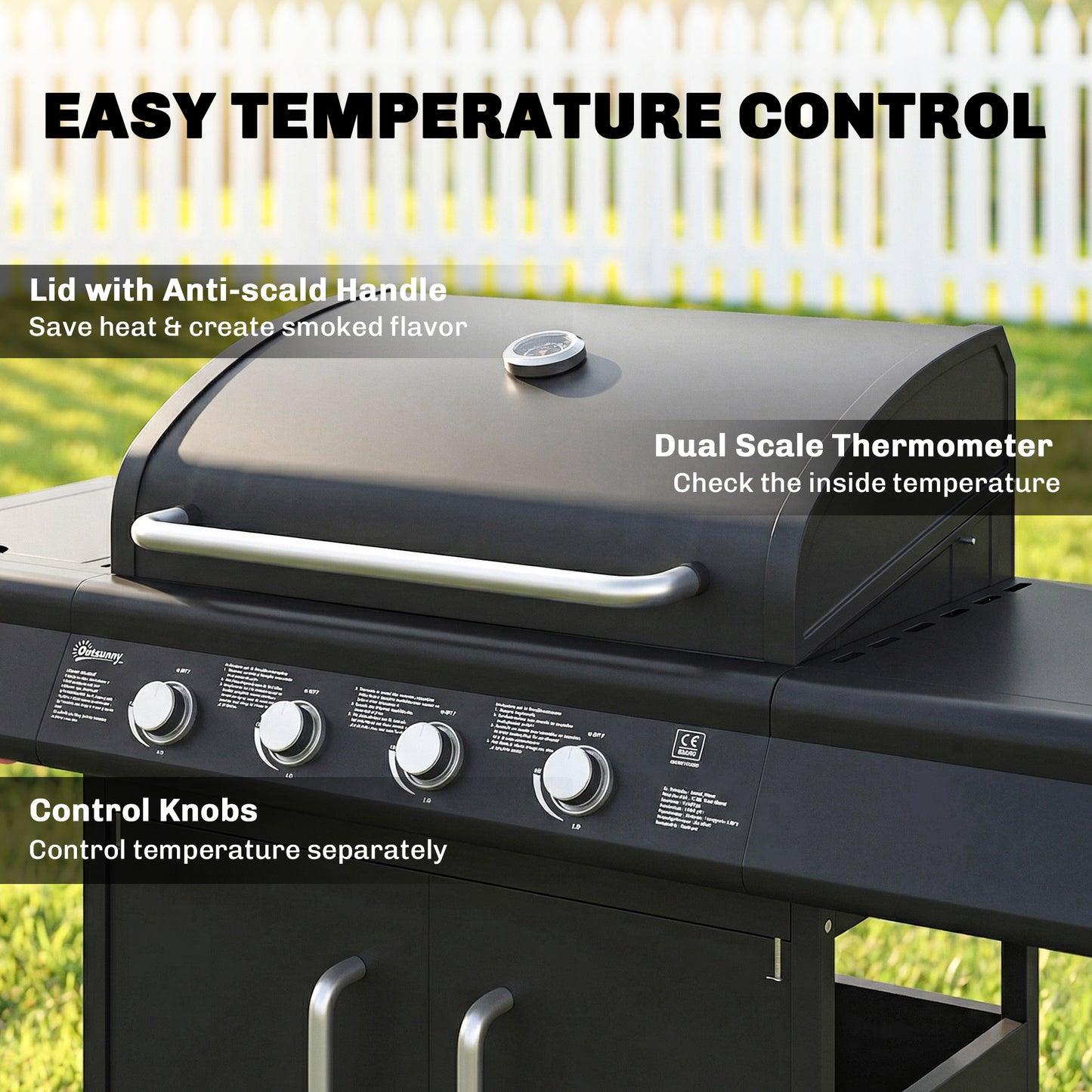4+1 Burner Gas BBQ Grill with Storage Cabinet