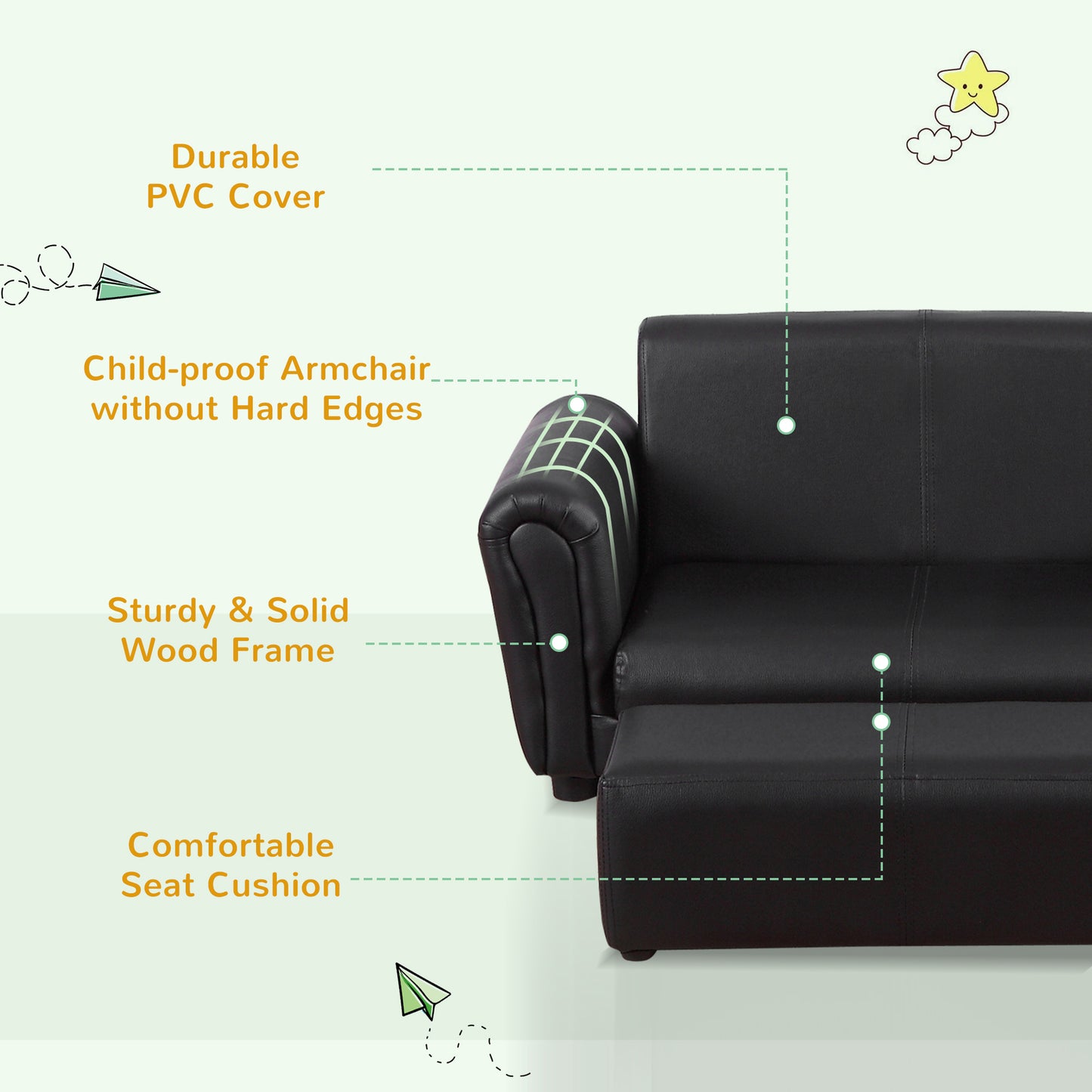 Kids Sofa Bed Kids Twin Sofa Toddler Chair 2 Seater Kids Twin Sofa