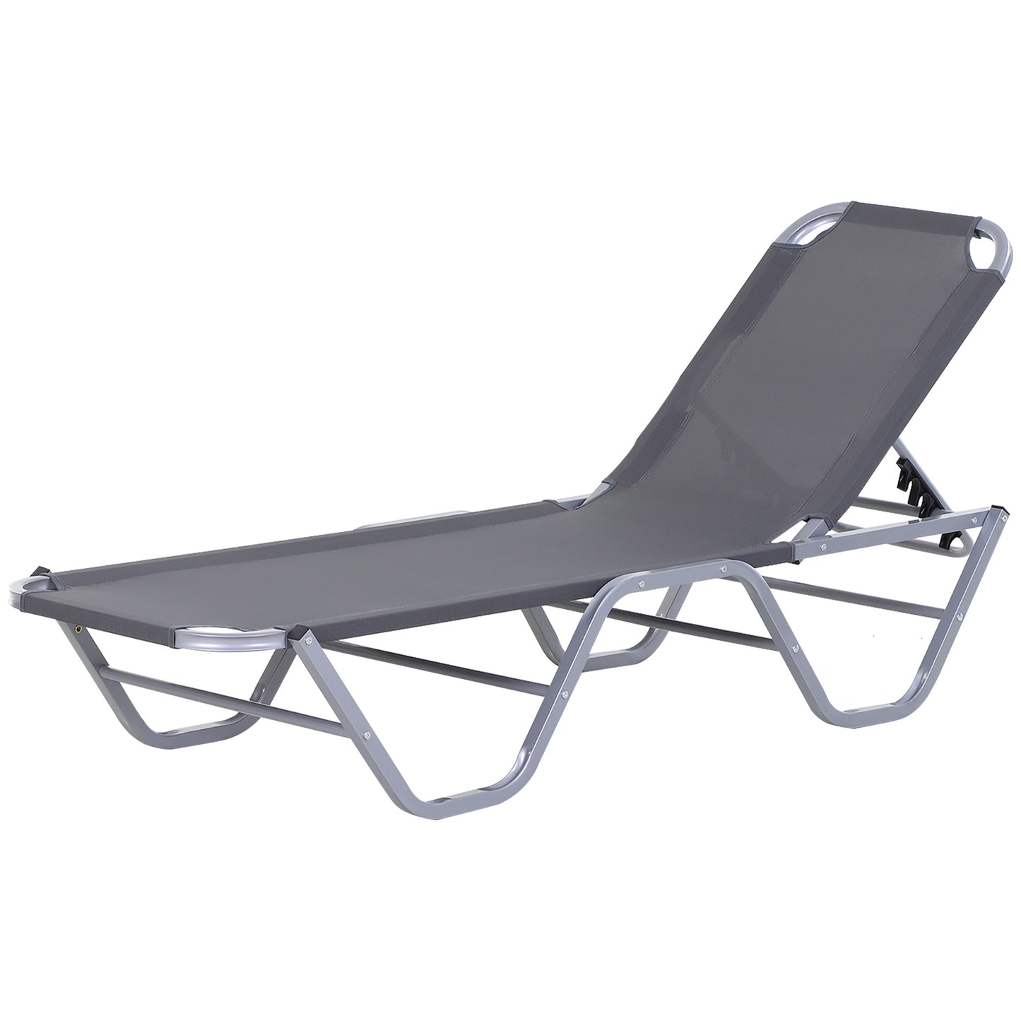 Sun Lounger Relaxer Recliner w/ 5-Position Adjustable Backrest Pool