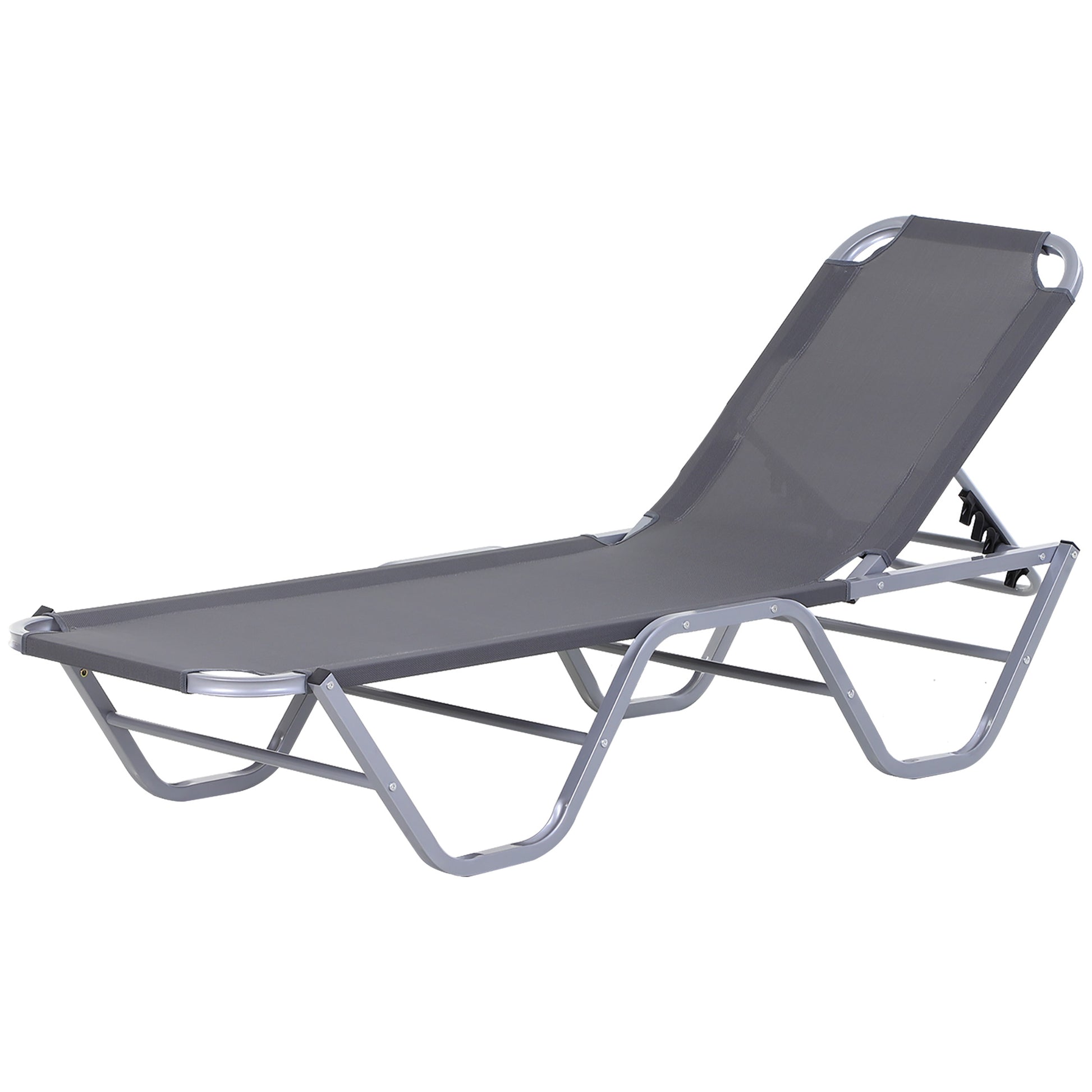 Sun Lounger Relaxer Recliner w/ 5-Position Adjustable Backrest Pool