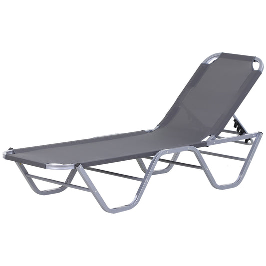 Sun Lounger Relaxer Recliner w/ 5-Position Adjustable Backrest Pool
