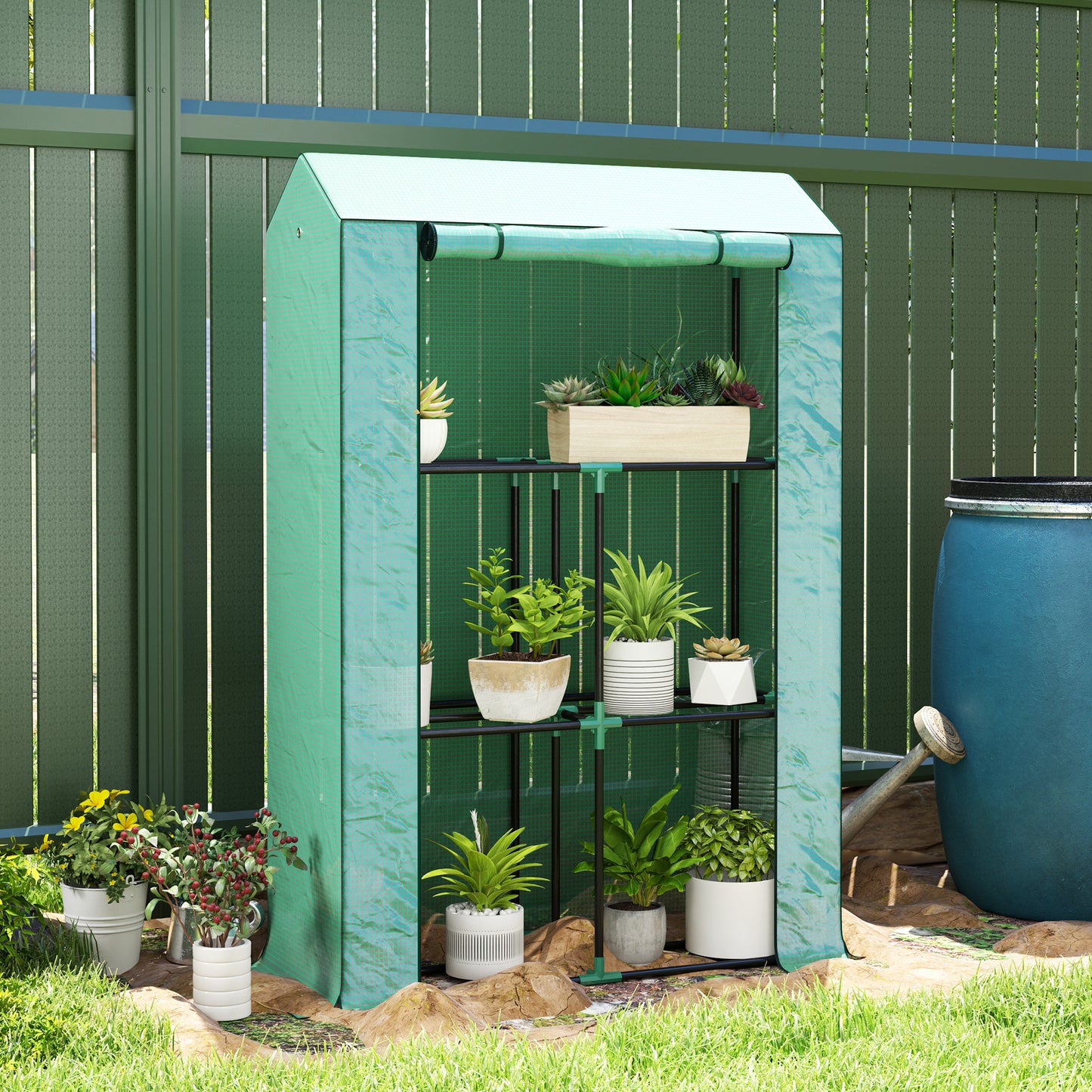 40 x 100cm Three Shelf Steel Frame Greenhouse