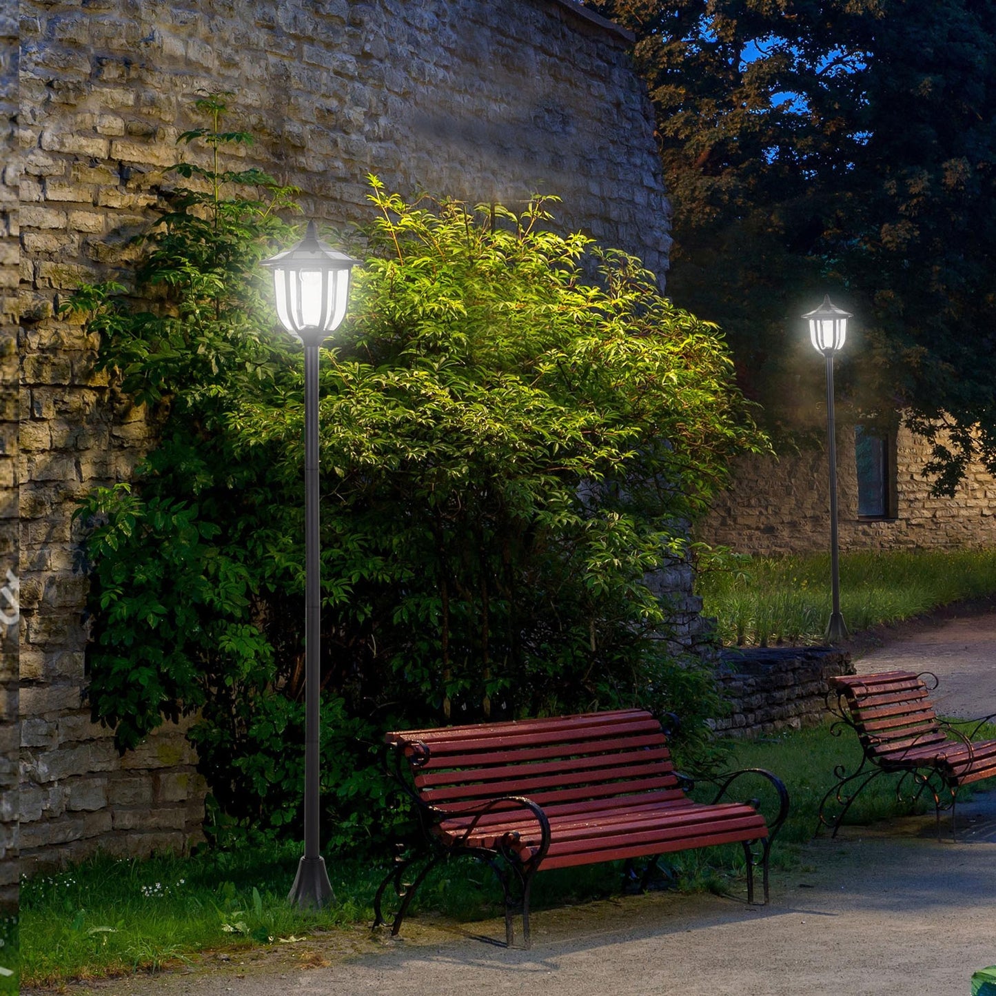 Outdoor Garden Solar Post Lamp Sensor Light  LED Lantern Bollard