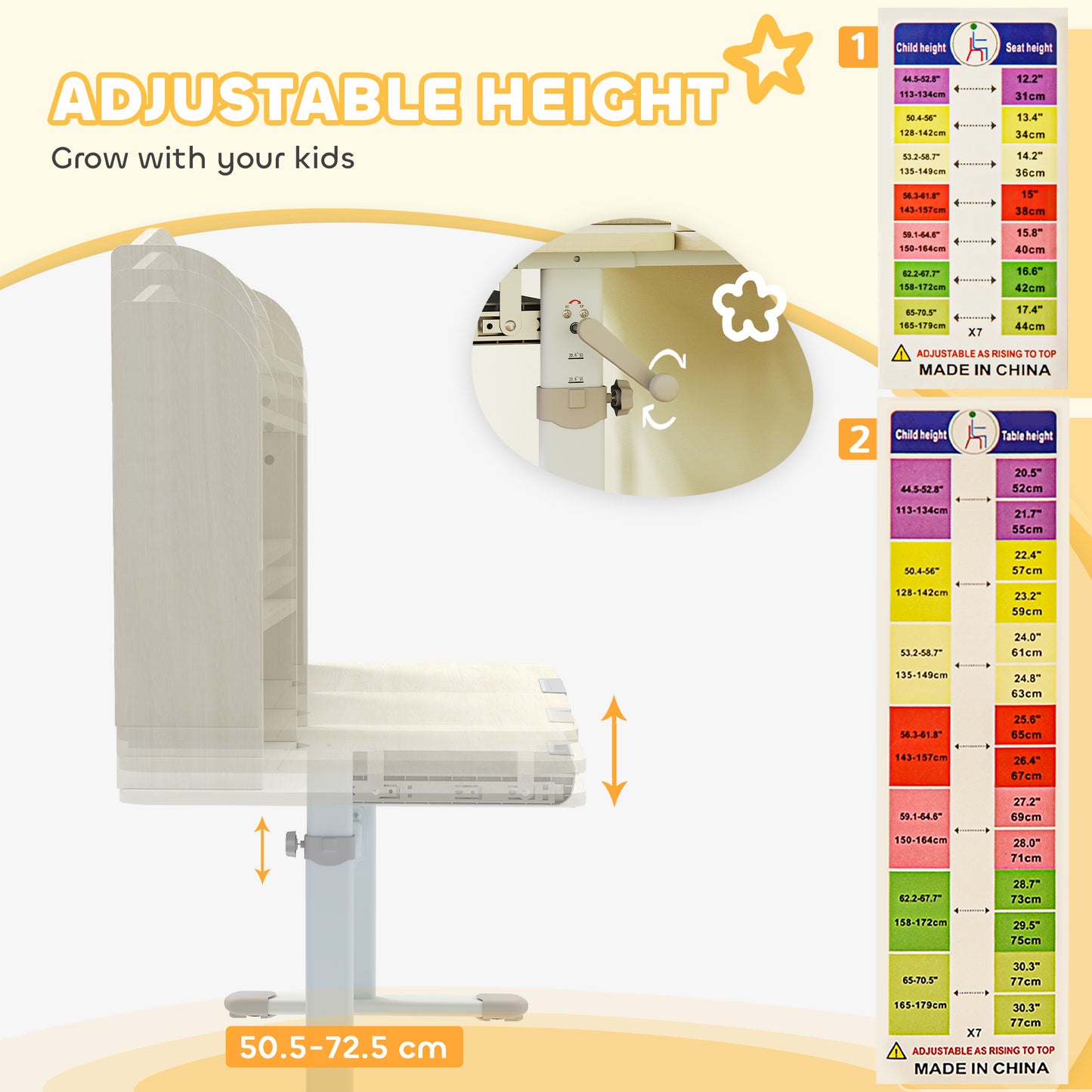 Kids Desk Height Adjustable with Tilt-Desktop, Hutch, Drawer