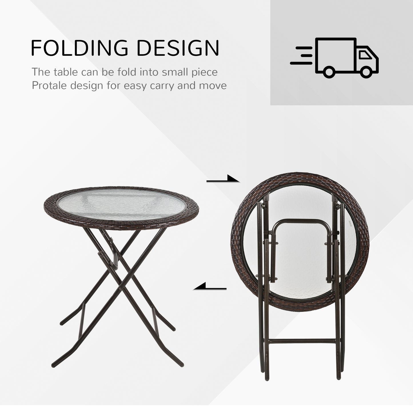 Folding Rattan Garden Dining Table