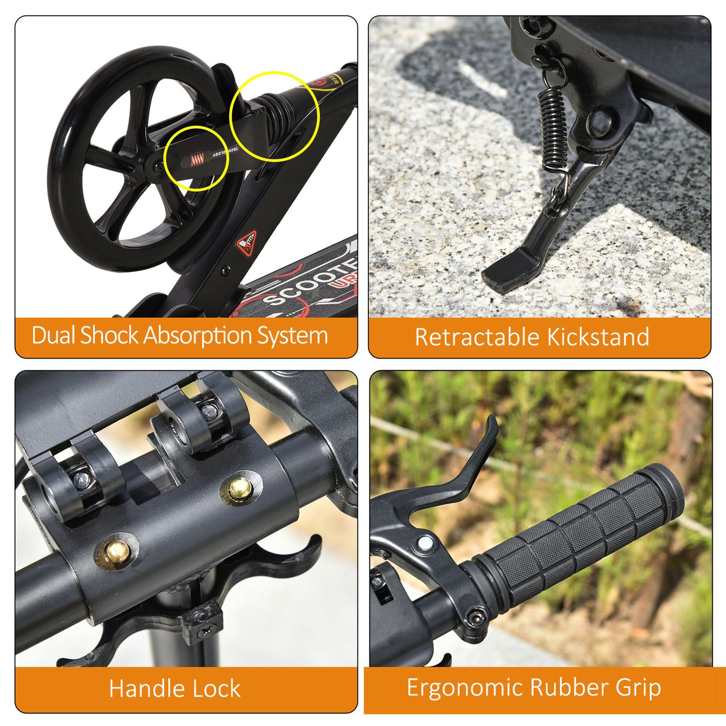 Kick Scooter, Folding 2 Wheel Scooter with Dual Brake System