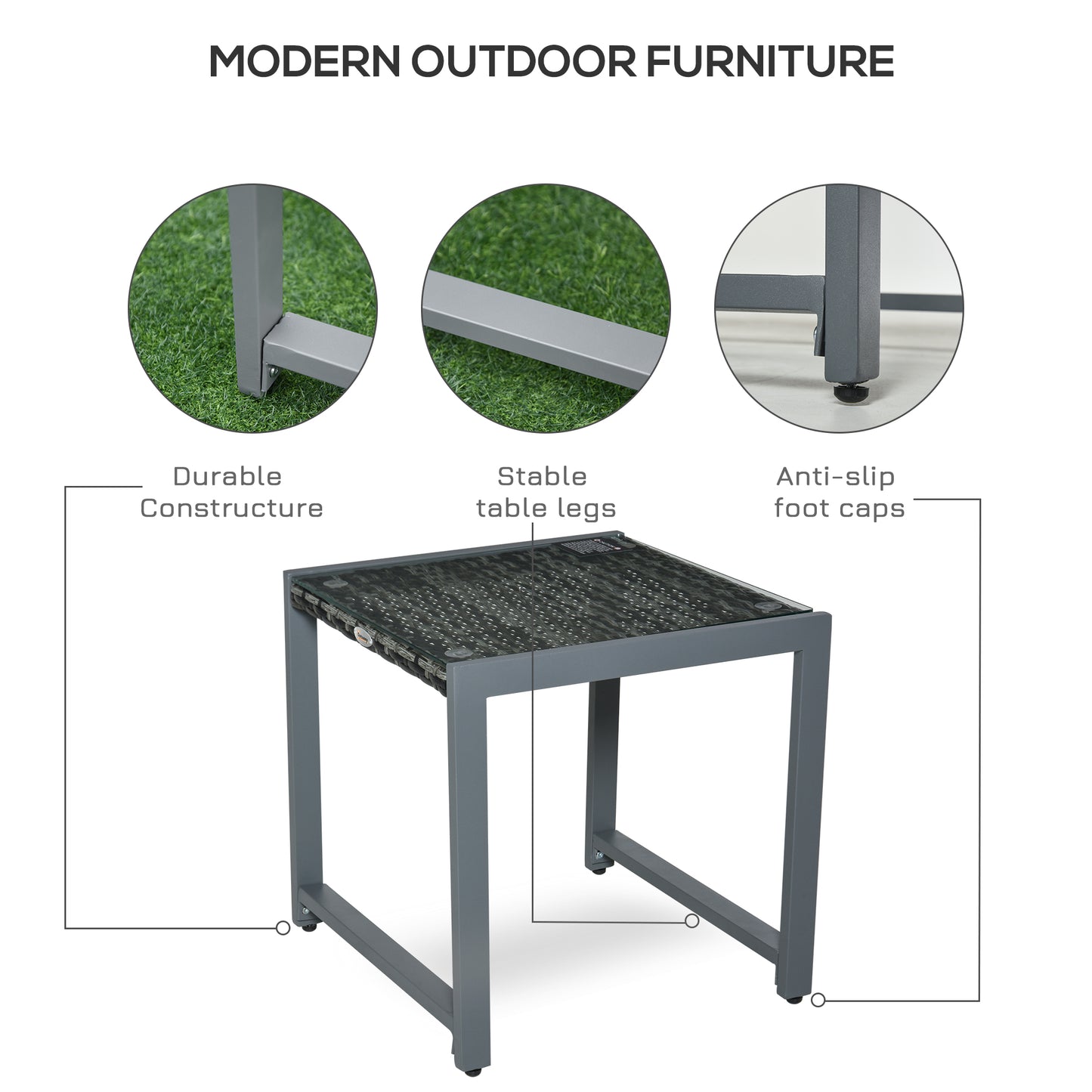 Rattan End Table Side Coffee Desk Outdoor Patio Wicker Sofa Chat