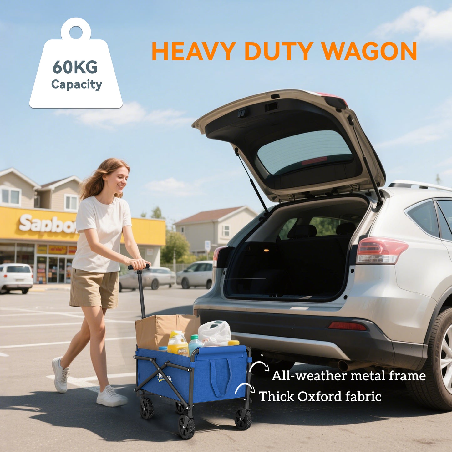 41L Festival Trolley on Wheels, Compact Garden Folding Trolley Cart