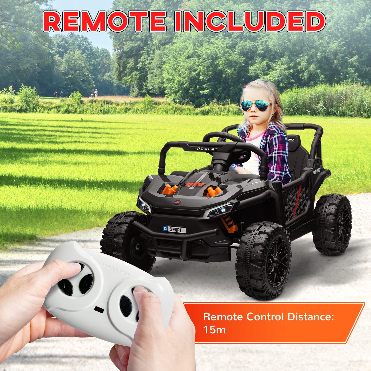 12V Battery Powered Ride on Truck w/ Remote, Four Suspension Wheels