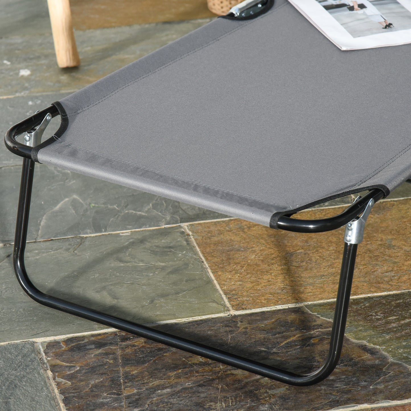 Folding Sun Lounger Reclining Chair w/ Pillow Reading Hole Garden