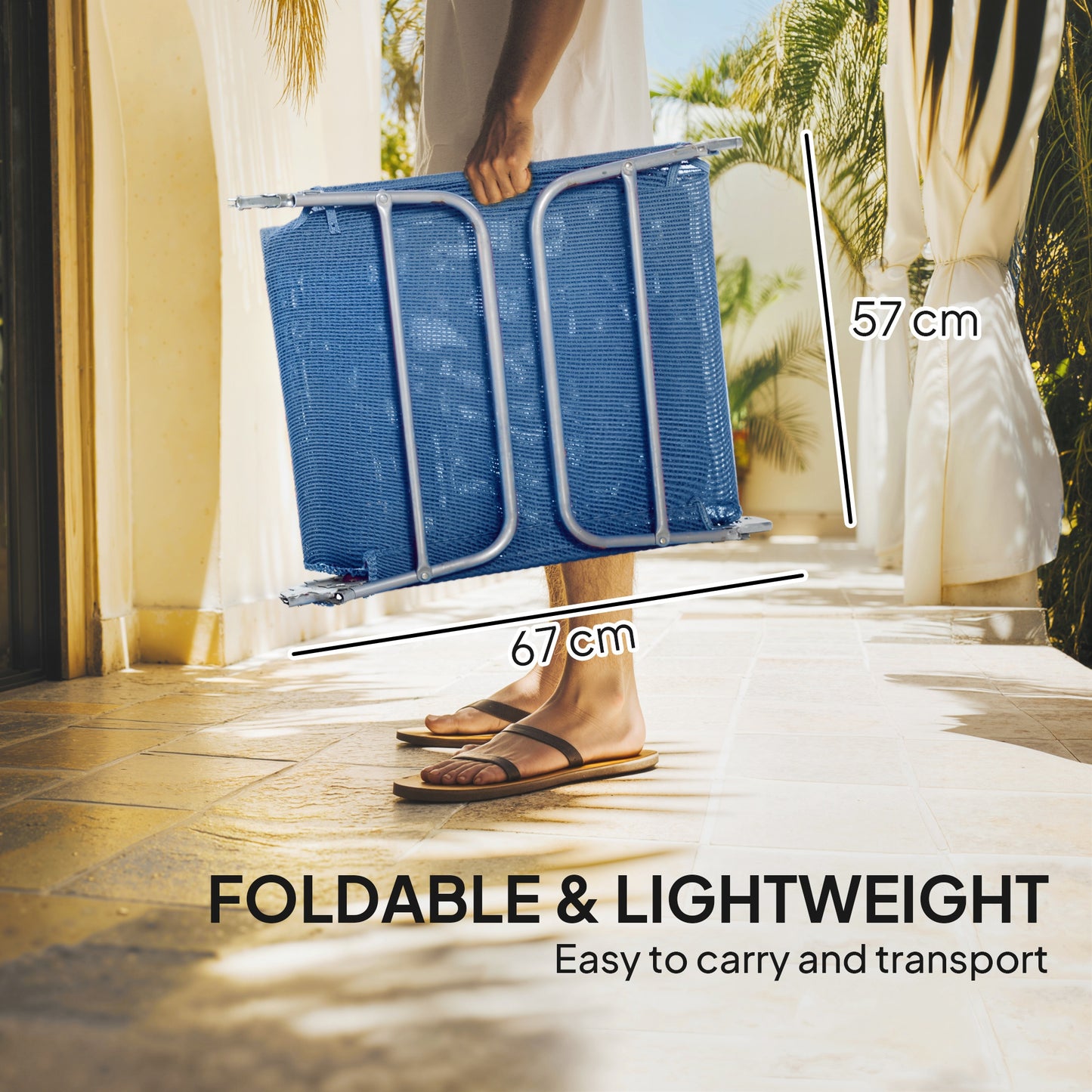 Folding Sun Lounger with Head Pillow