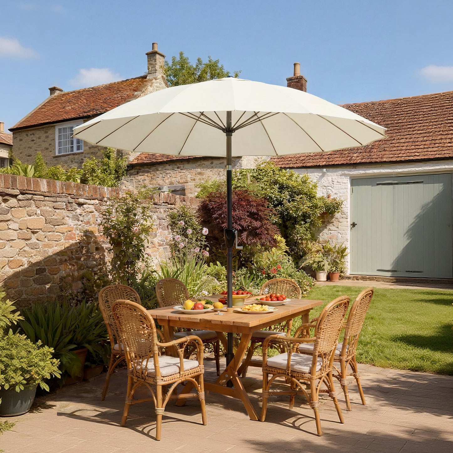 2 m Shanghai Garden Parasol Umbrella with 16 Fibreglass Ribs