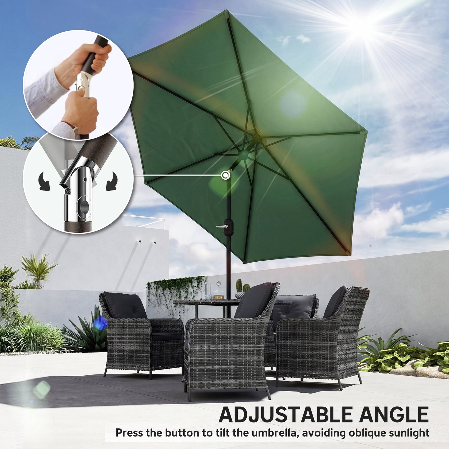 2.6 m Garden Parasol Umbrella with Aluminium Pole (6)