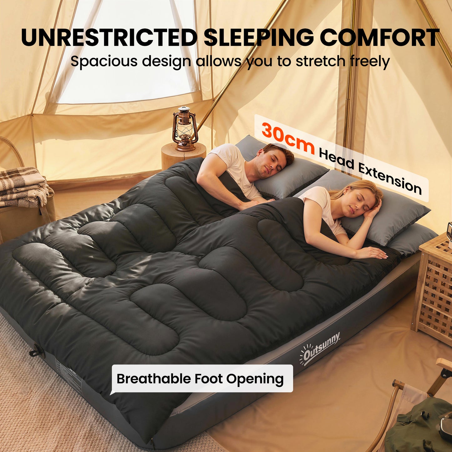 Double Sleeping Bag with 2 Pillows