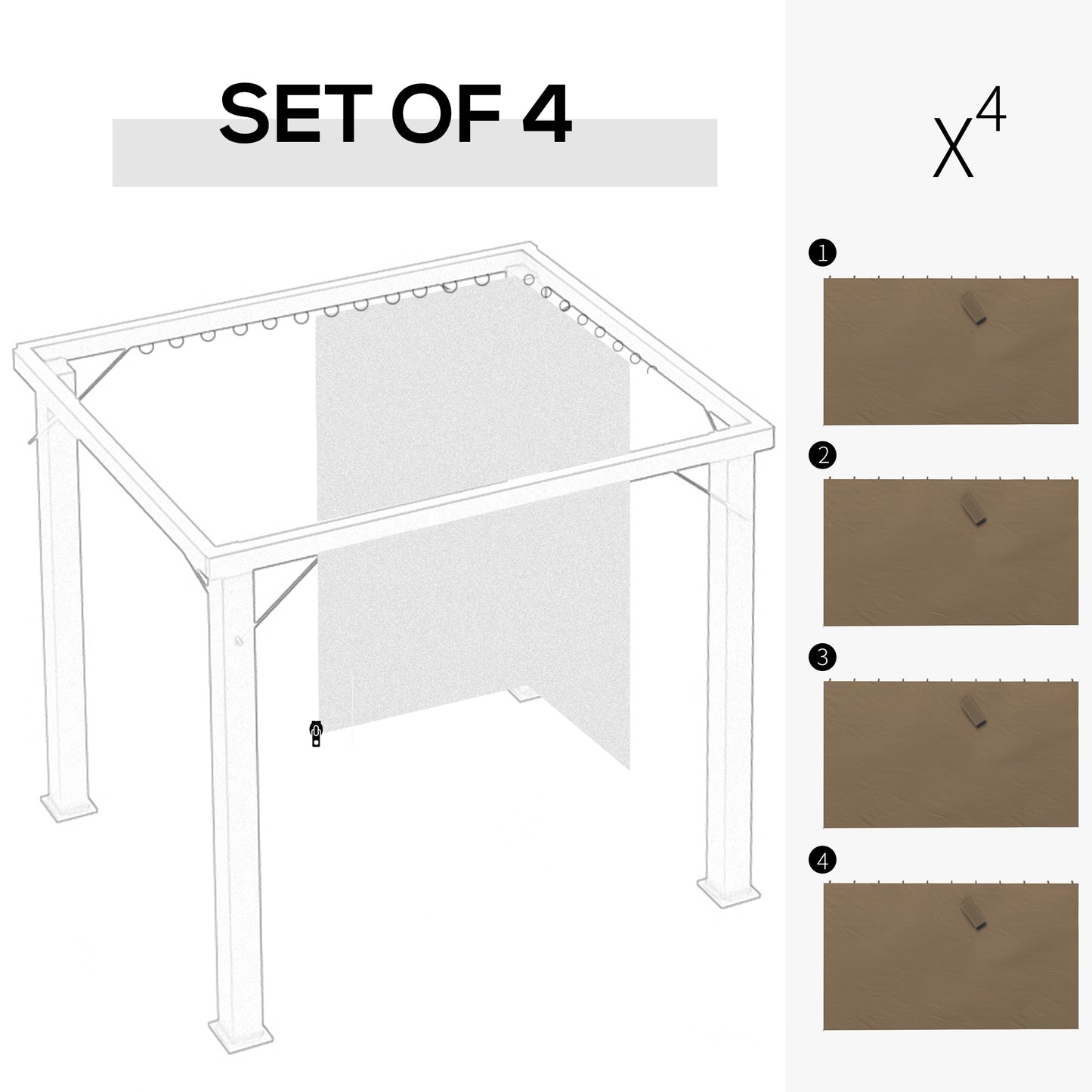 4 Pack Replacement Gazebo Curtains Privacy Panel